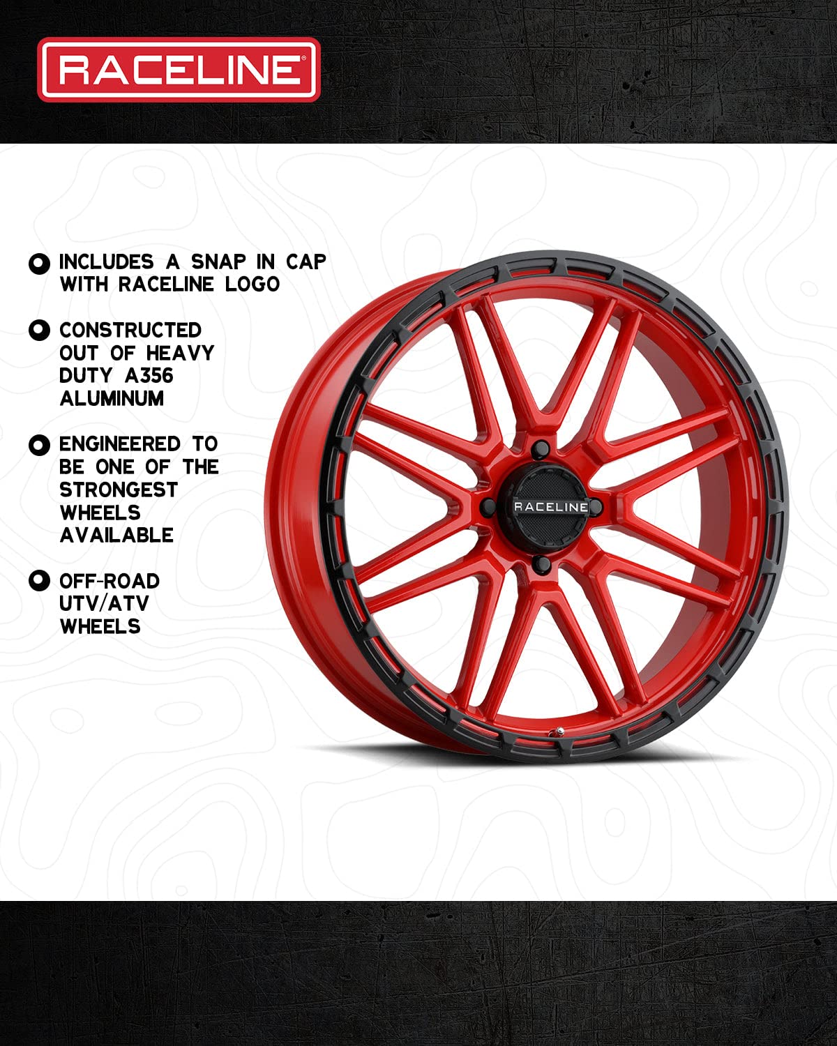 Raceline A11R KRANK XL UTV/ATV Wheel Red/Black 18x7" 4x137", 0 mm offset/(4"B/S)