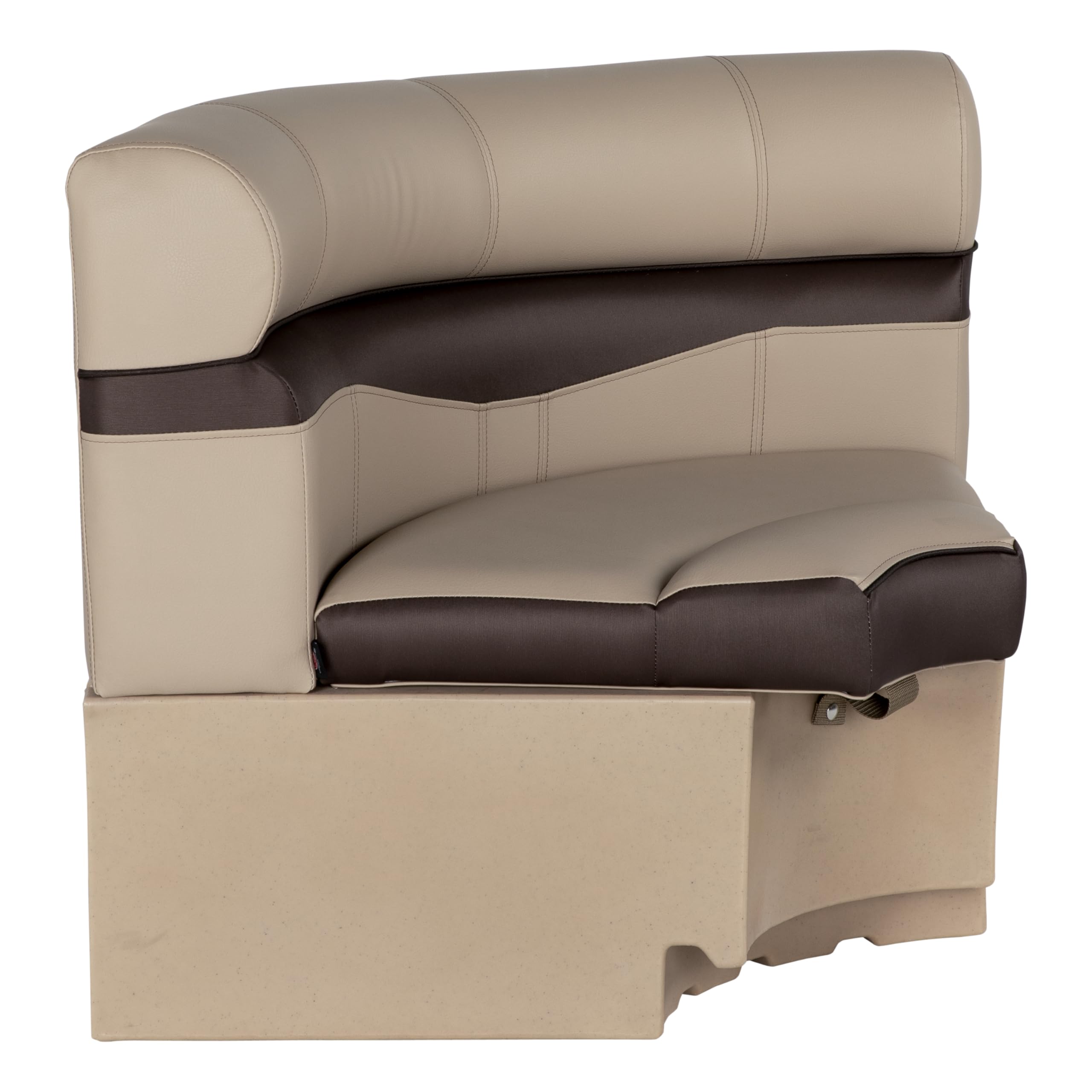 Rockport Series Lippert 32" Radius Pontoon Corner Seat, Measures 32" L x 28.5" W x 30" H, Marine-Grade Vinyl, High-Density Foam, Easy Installation, Fits Most Pontoons, Sand – 20221094113