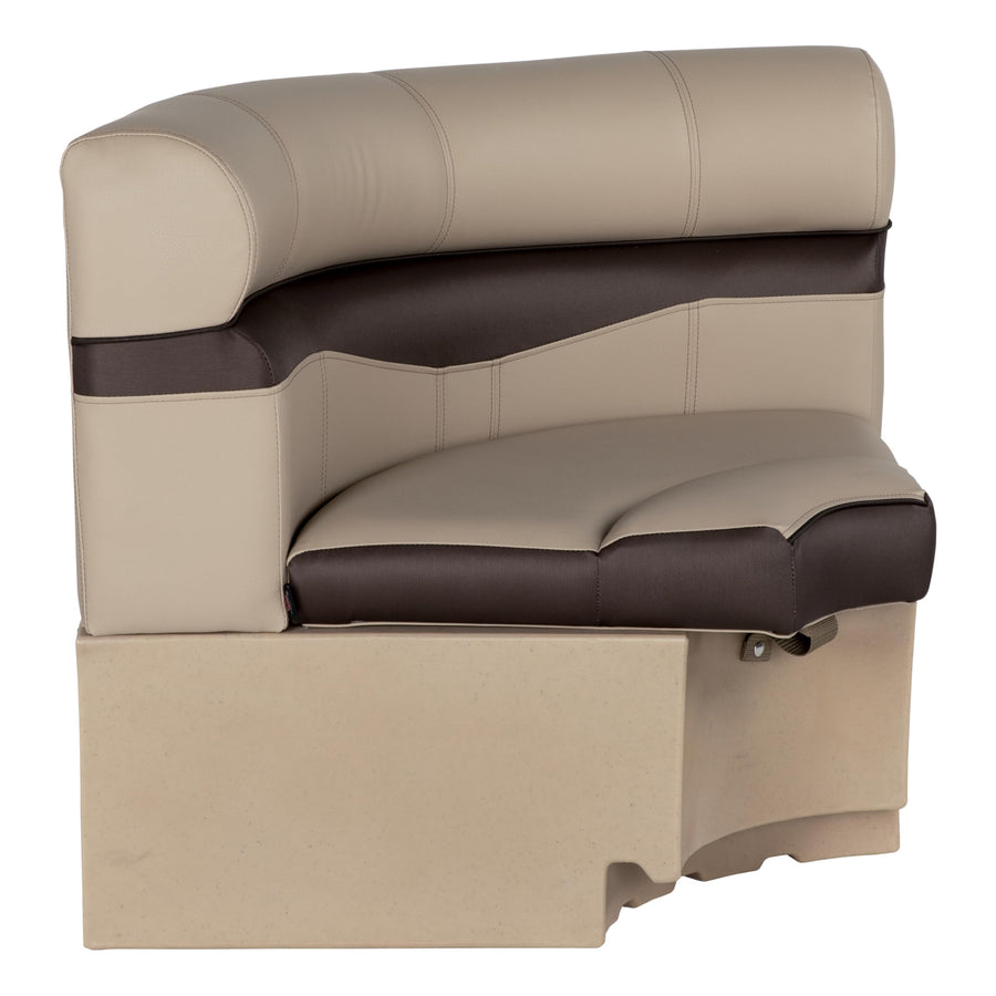 Rockport Series Lippert 32" Radius Pontoon Corner Seat, Measures 32" L x 28.5" W x 30" H, Marine-Grade Vinyl, High-Density Foam, Easy Installation, Fits Most Pontoons, Sand – 20221094113