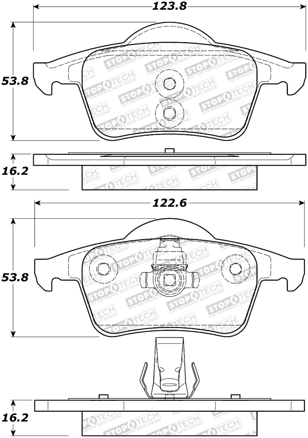 Rear StopTech 308.07950 Brake Pads with Shims and Hardware Street