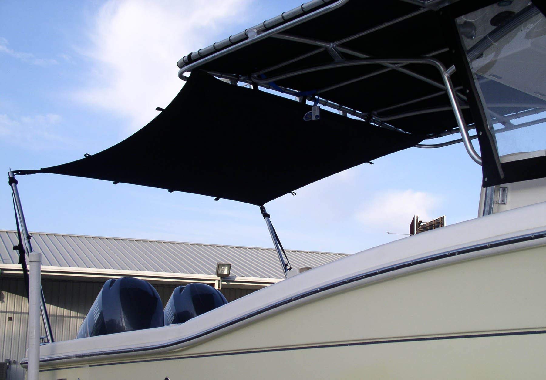 Black T-Top Boat Shade Kit (4'L x 60"W) – Outer UV reflective coating for a 98% effective UV block – Secure fit-speed tested up to 30 knots – Resilient, elastic, breathable fabric – 2020108695