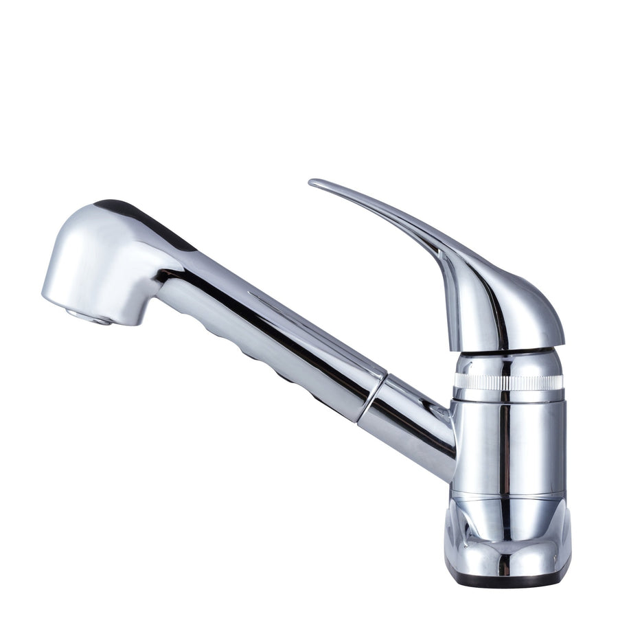 Dura Faucet RV Non-Metallic Pull-Out Kitchen Sink Faucet DF-PK100-CP - Single Handle (Chrome)