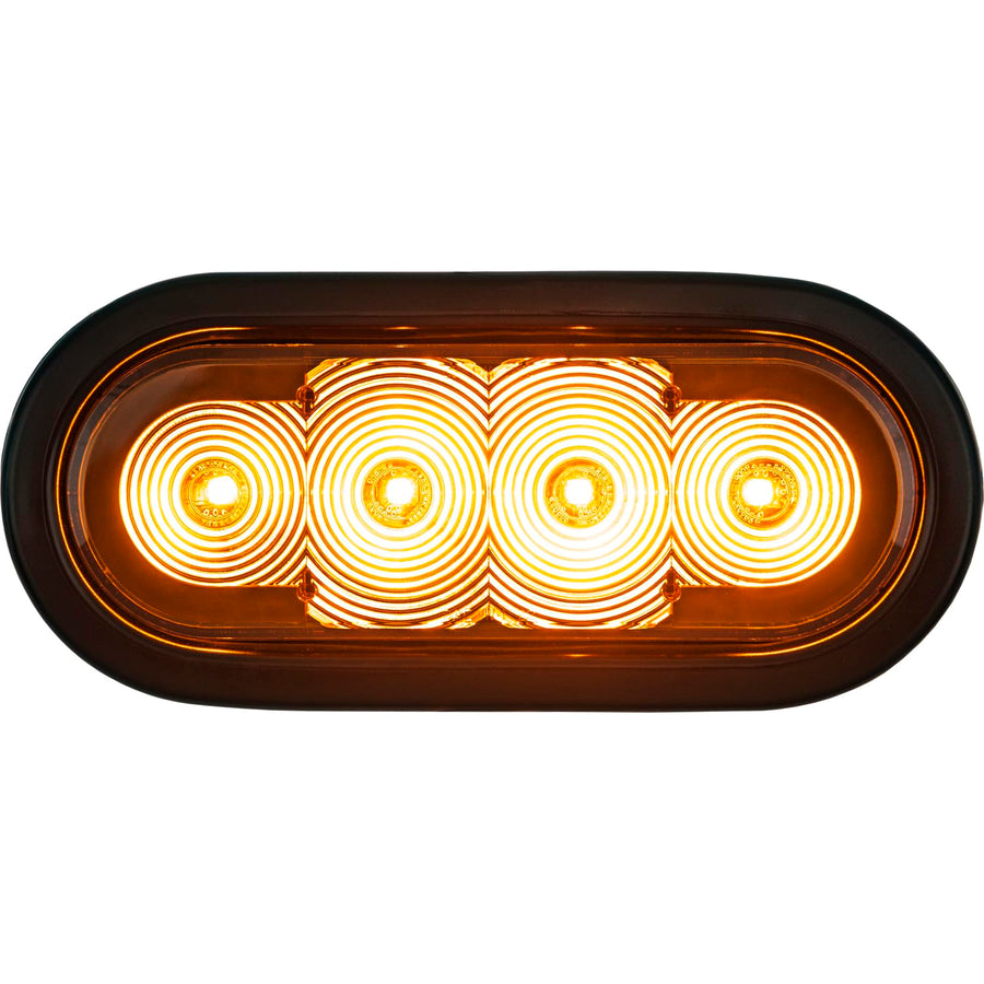 Buyers Products SL62AO - 6 Inch LED Oval Strobe Light for Emergency, Trucks & Trailer Lights – Amber LEDs with Amber Lens, SAE J595 Class 1, IP67 Waterproof, 12–24V, 5-Year Warranty