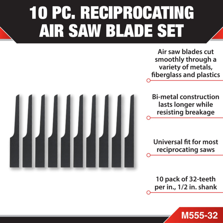 M555-32 Performance Tool Saw Blades 32 Teeth Per-Inch Bi-Metal Construction 10Pcs