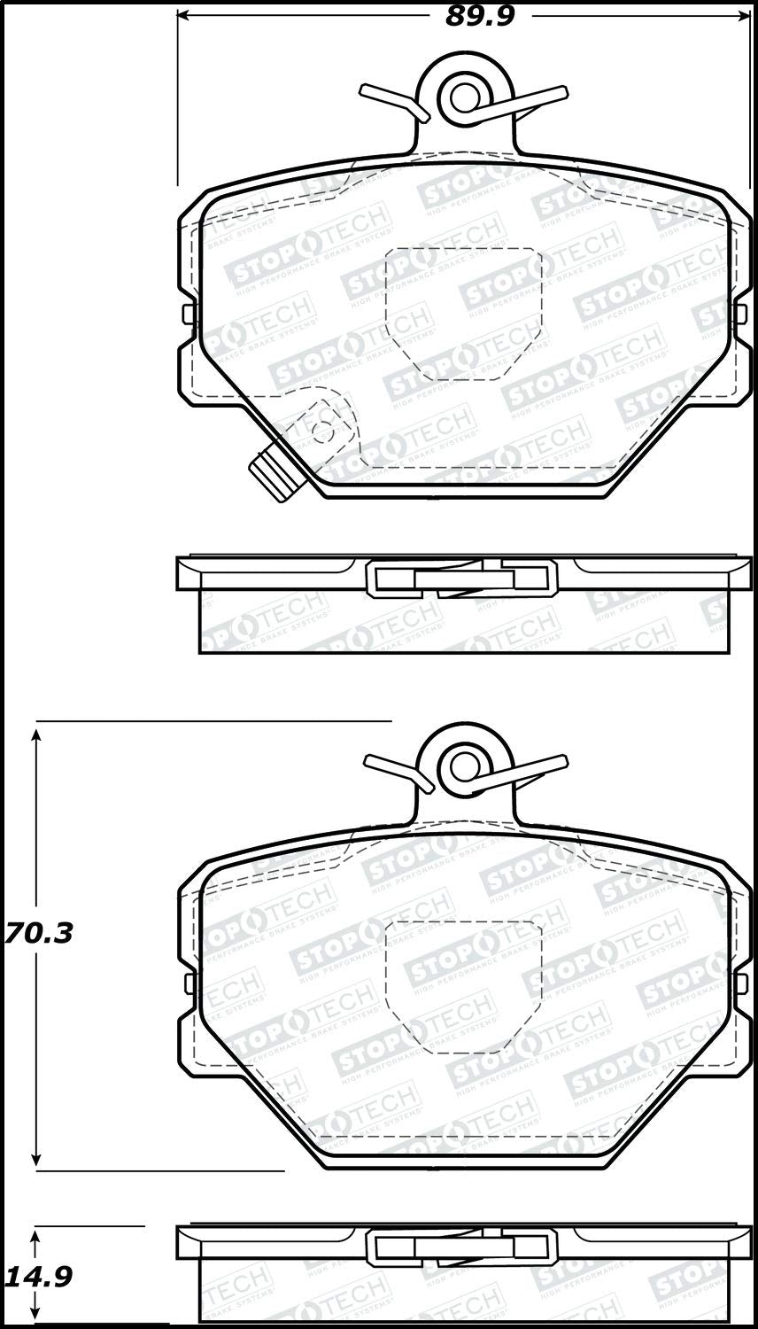 Front StopTech 308.12520 Brake Pads with Shims; Street
