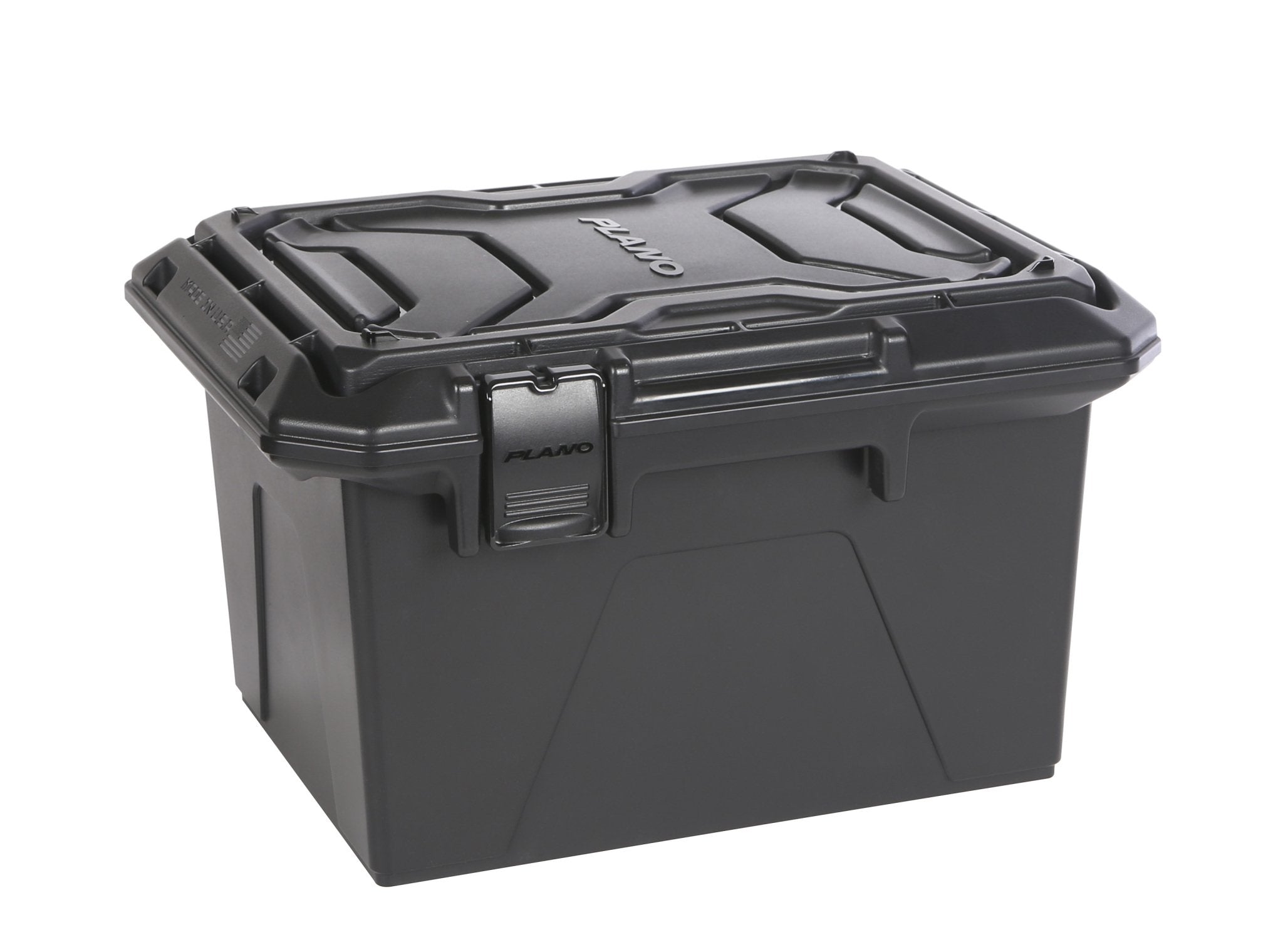 Black Plano Ammo Crate, Lockable Plastic Ammunition Storage Box, Water-Resistant Protection with Interlocking Foam and Removable Dividers