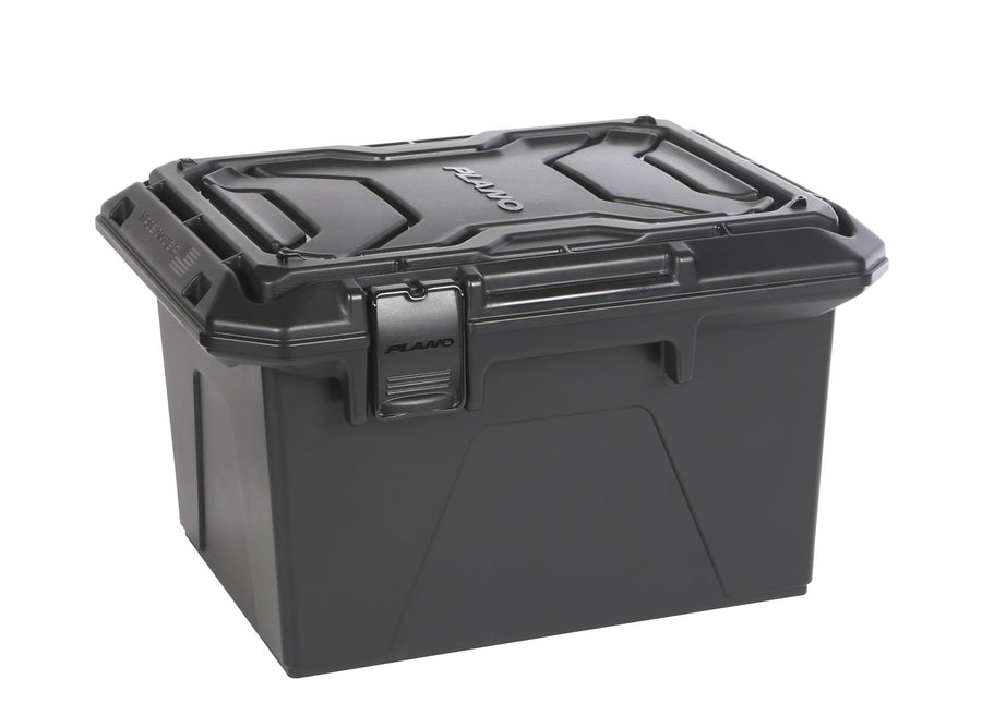 Black Plano Ammo Crate, Lockable Plastic Ammunition Storage Box, Water-Resistant Protection with Interlocking Foam and Removable Dividers