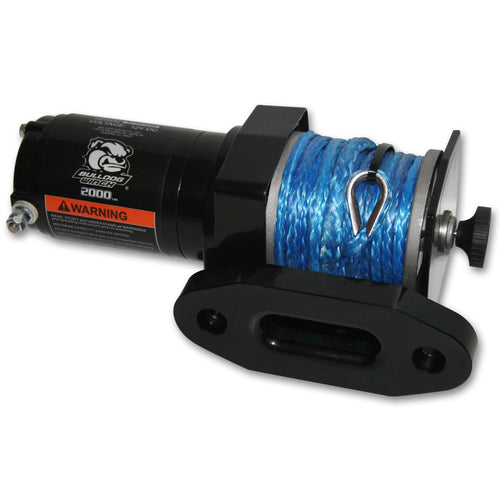 Winch BULLDOG 15010 (2000lb ATV with 40 ft. Synthetic Rope, Mini-Rocker Switch, Mounting Channel, CNC Billet Aluminum Hawse Fairlead)