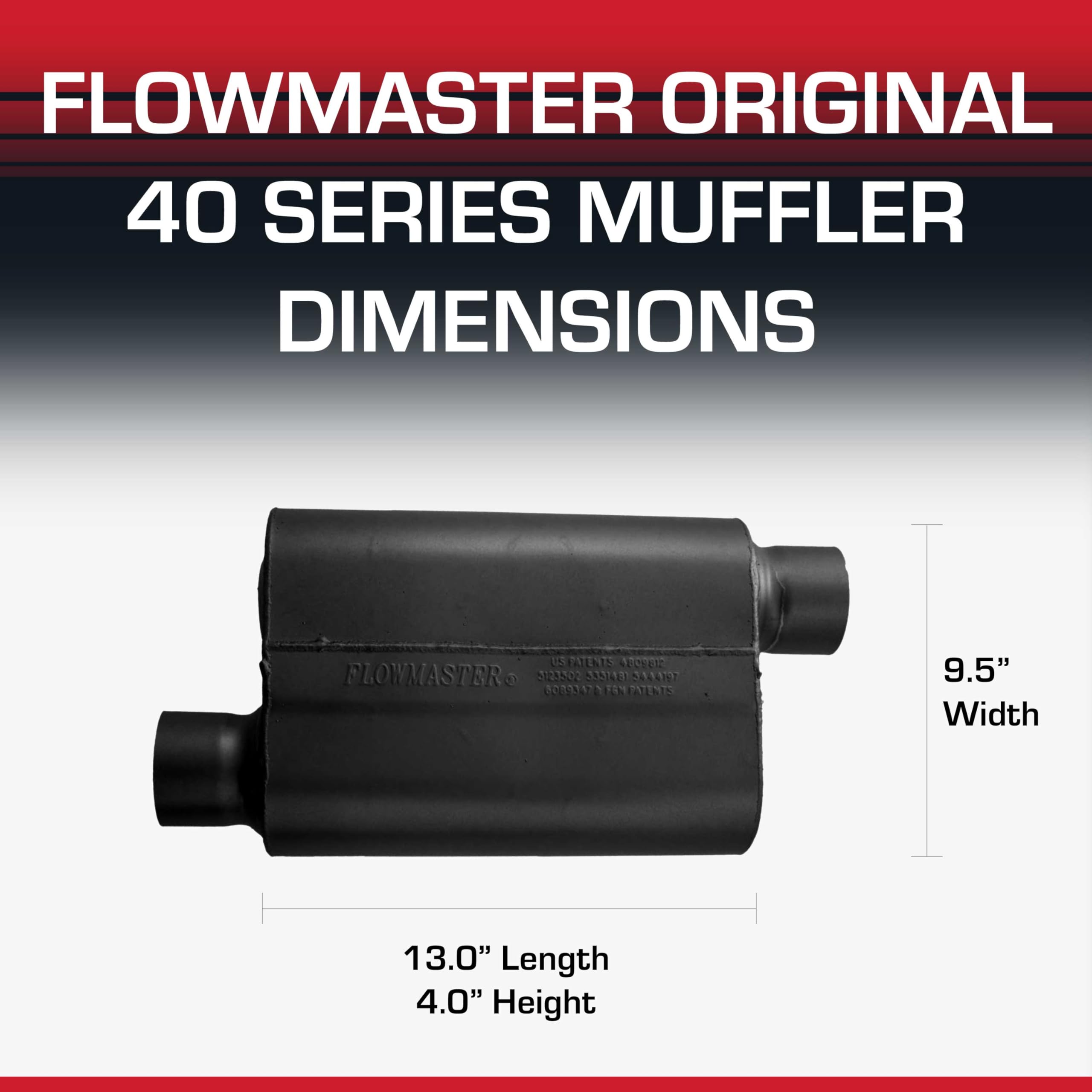 40 Series Flowmaster Original Chambered Muffler – 3.00” Offset In / 3.00” Offset Out – Aggressive Sound – 16-Gauge Aluminized Steel – For Muscle Cars, Street Rods, Trucks, SUVs & Strip Builds (43043)