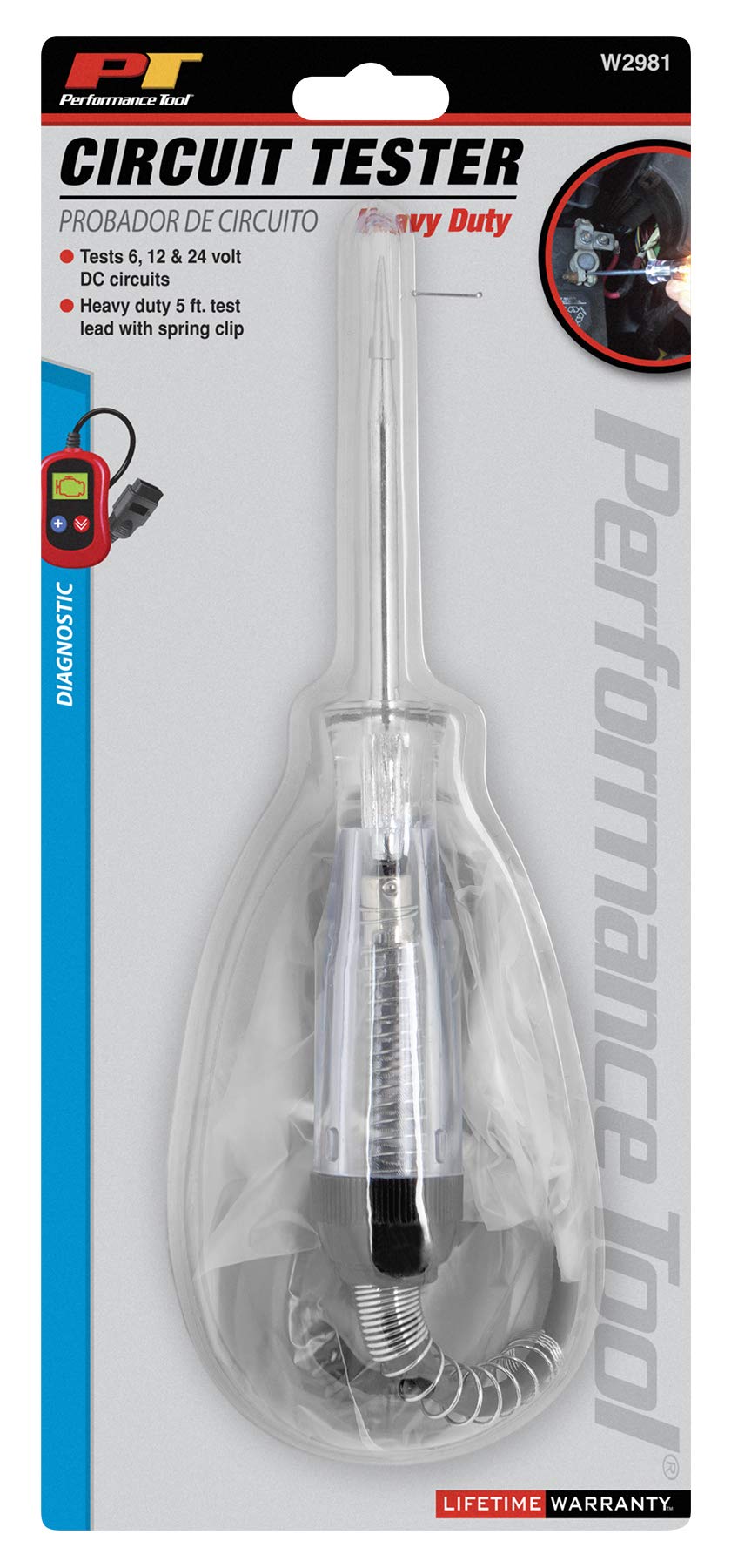Heavy Duty Performance Tool W2981 Circuit Tester (6/12/24 Volt) With 3-1/2-Inch Probe