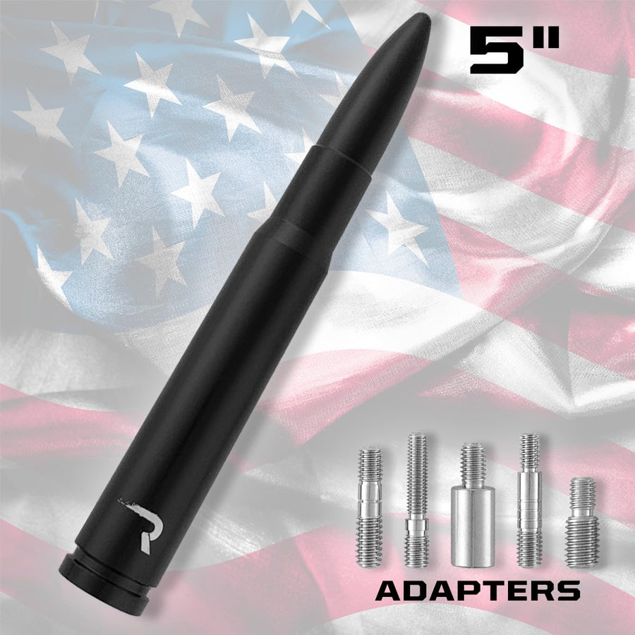 RECON - Truck/SUV .50 Cal Bullet Style Aluminum Antenna 5" - Black (Fits OEM Factory Threaded Antennas)