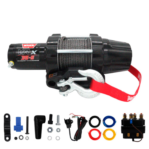 VRX 35-S WARN Powersports Winch with Handlebar Mounted Switch and Synthetic Rope: 3/16" Diameter x 50' Length, 1.75 Ton (3,500 lb) Capacity