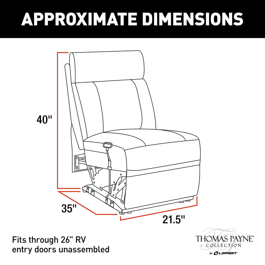 Thomas Payne Theater Seating Collection Heritage Series Armless Recliner for 5th Wheel RVs, Travel Trailers and Motorhomes, Grummond