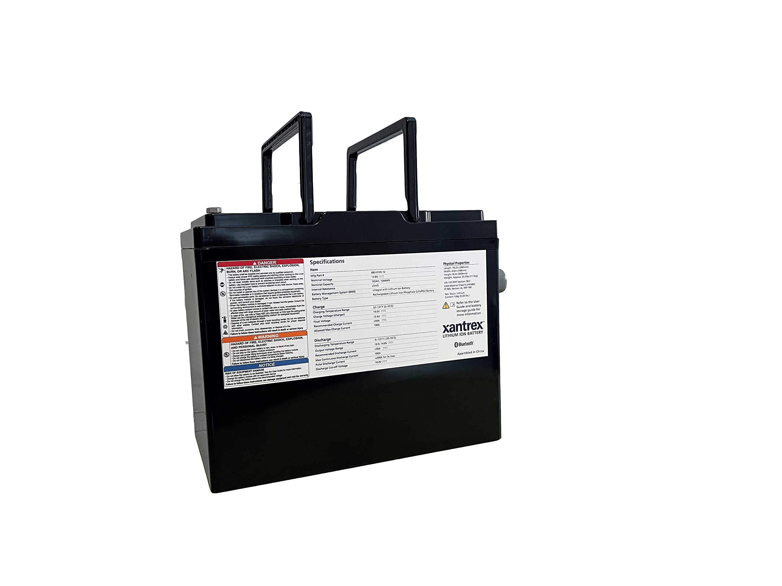 Xantrex LiFePO4 Lithium Battery (Group 27) - 105Ah 12v - Built in BMS, 6000 Deep Cycle Rechargeable Battery - Perfect for RV/Camper, Marine, Van, Solar and Off Grid Uses.