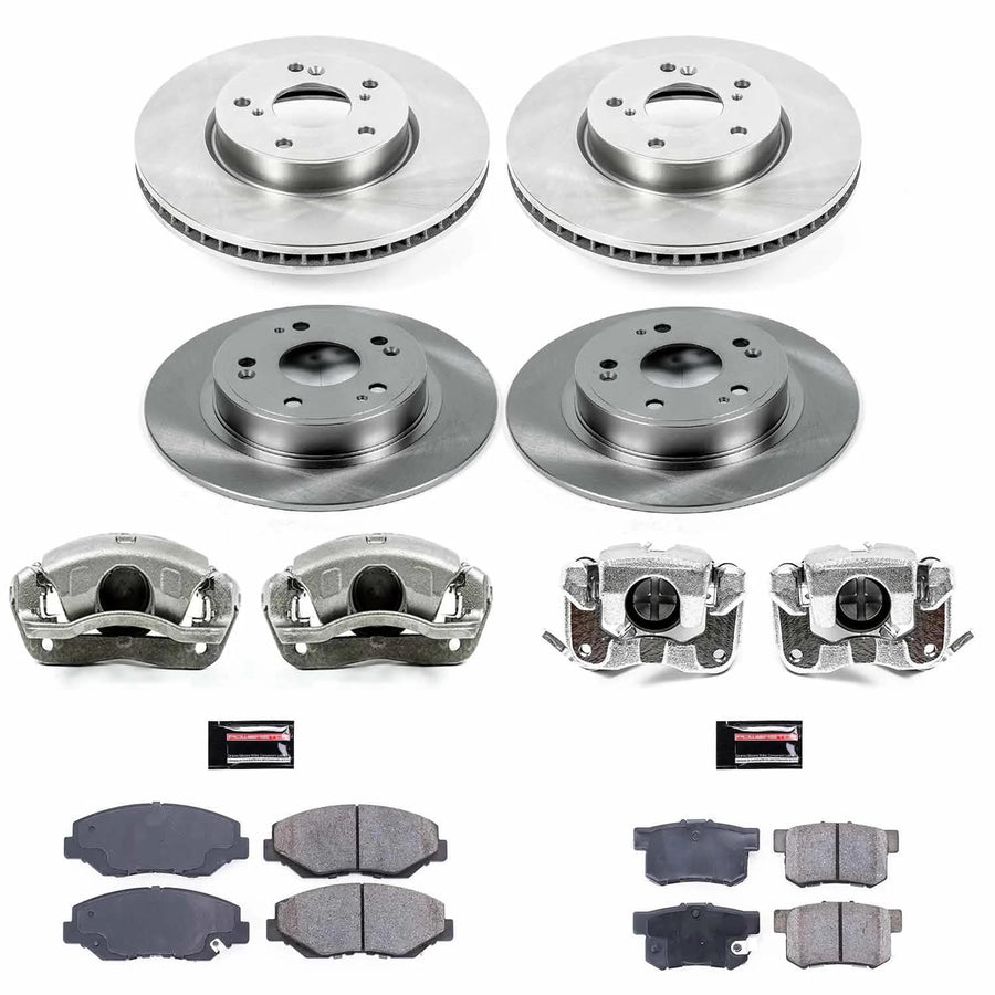 Power Stop Autospeciality KCOE7921 Replacement Front and Rear Caliper Kit- OE Rotors, Ceramic Brake Pads, Calipers