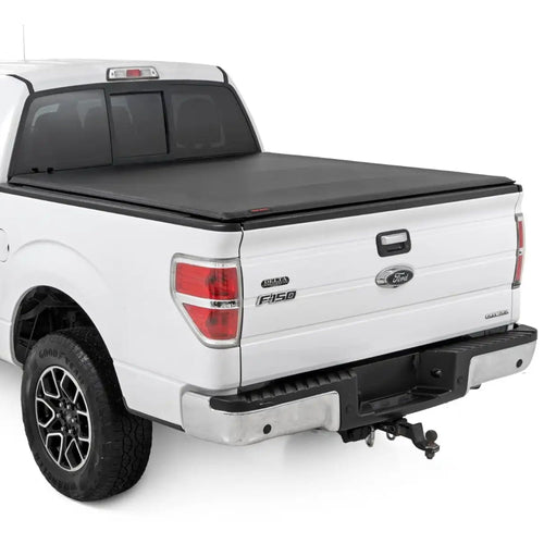 Soft Roll Up Rough Country Truck Bed Tonneau Cover for Ford F-150 (2004-2014) - Fits 5'7 (67.1") Bed, Weatherproof Bed Cover