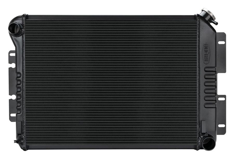 COLD - CASE Black Night Rider Series Cold Case Radiator, 27.5 in W x 18.5 in H x 3 in D, Driver Side Inlet, Passenger Side Outlet, Aluminum, Black Paint, Manual