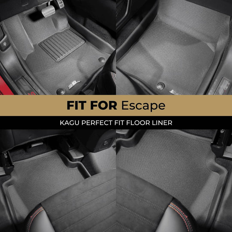 Kagu Floor Mat (Black) 3D MAXpider Custom Fit Compatible with Ford Escape Gasoline 2020-2026 - Full Set