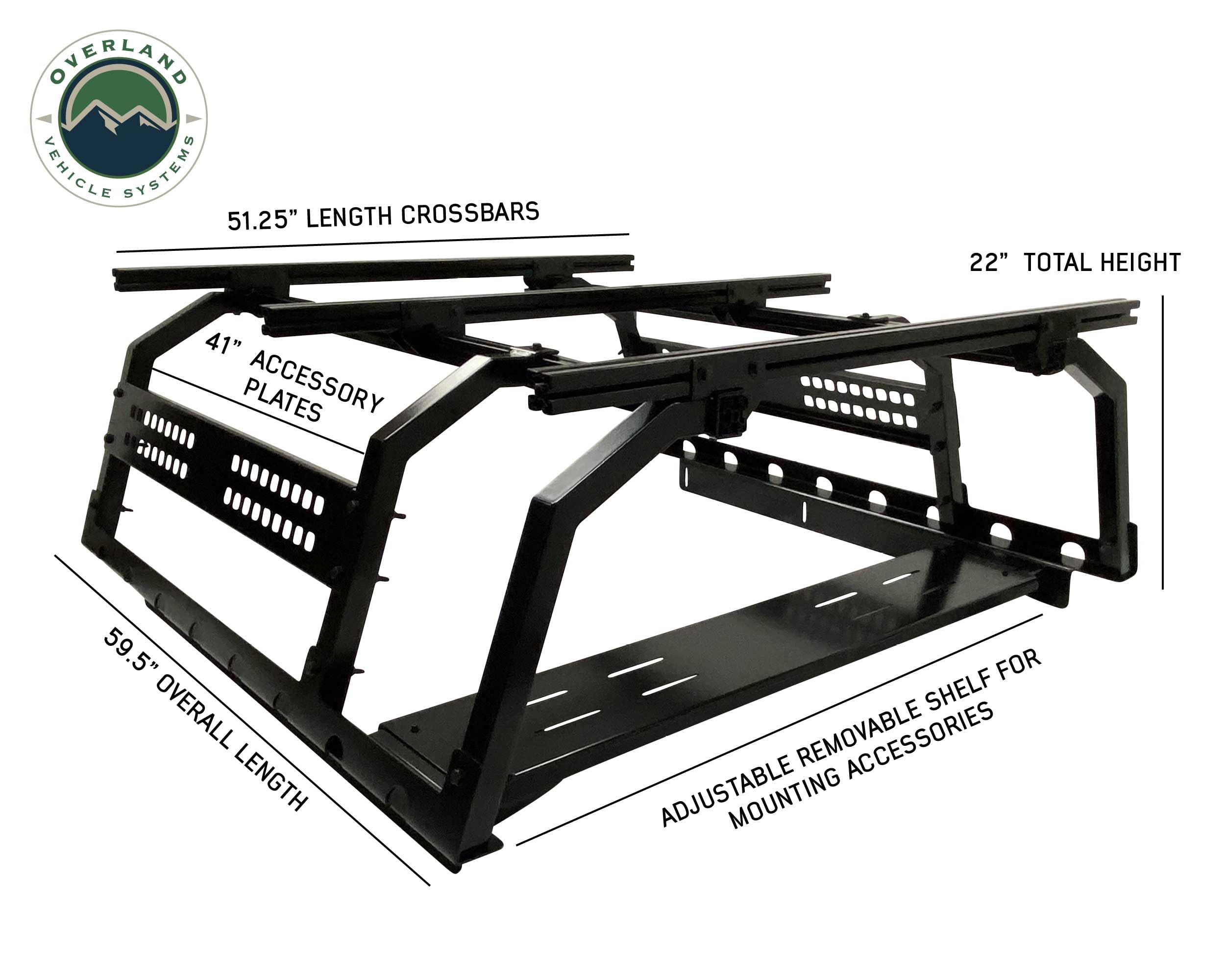 Discovery Overland Vehicle Systems Truck Bed Rack Mid Size 5ft Bed Truck - Suitable for Toyota Tacoma, Jeep Gladiator JT