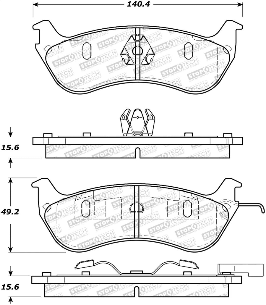 Rear StopTech 308.06900 Brake Pads with Shims and Hardware Street