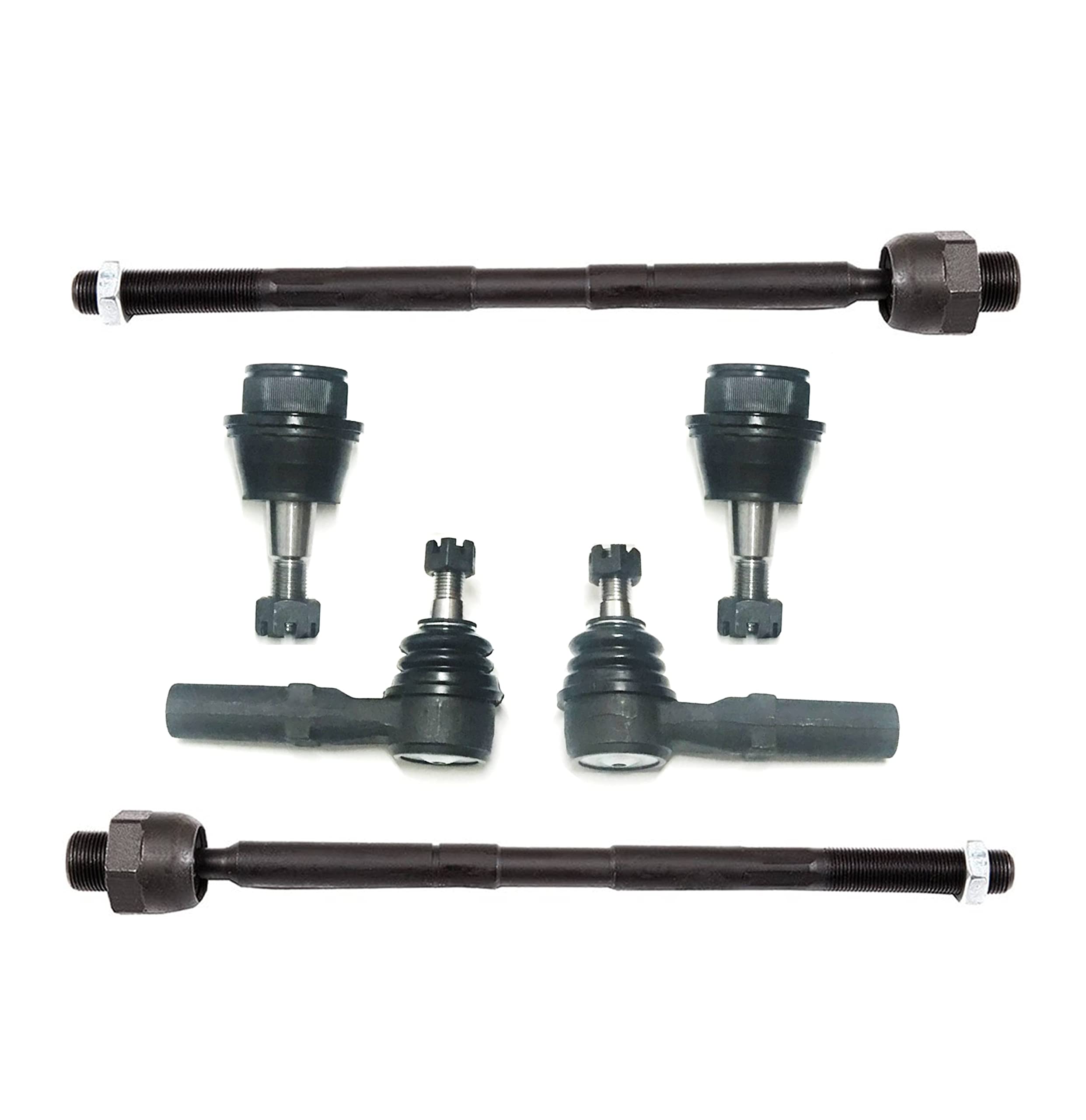 6 Pieces Kit PartsW for DODGE RAM 1500 2002-2005 All Models (Excludes Extended Crew Cab), Front Inner & Outer Tie Rod End Lower Ball Joint