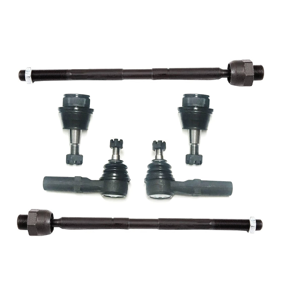 6 Pieces Kit PartsW for DODGE RAM 1500 2002-2005 All Models (Excludes Extended Crew Cab), Front Inner & Outer Tie Rod End Lower Ball Joint