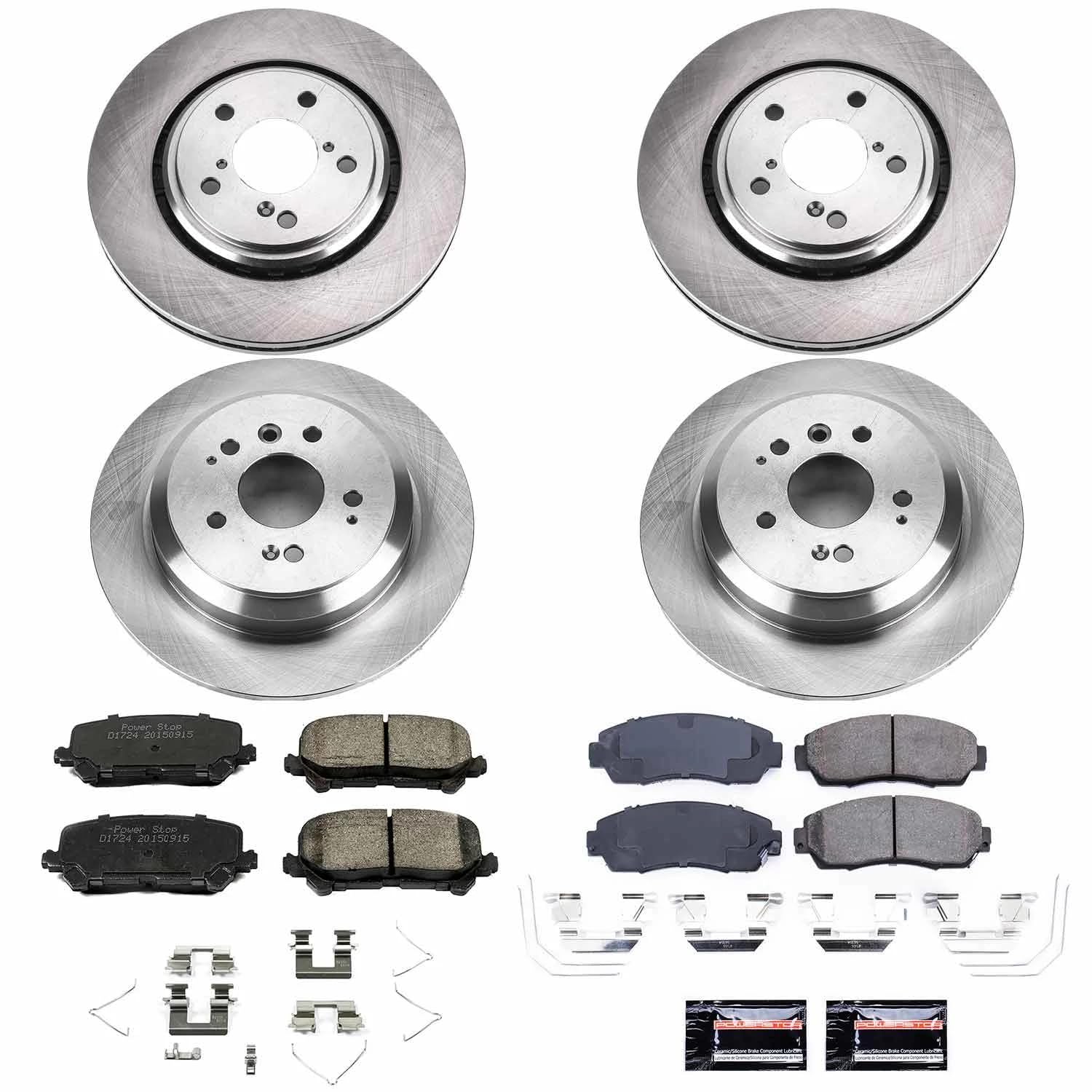Power Stop KOE8613 Front and Rear Brake Kit-OE Brake Rotors & Ceramic Brake Pads For Honda Passport 2019-2022 [Model Specific]