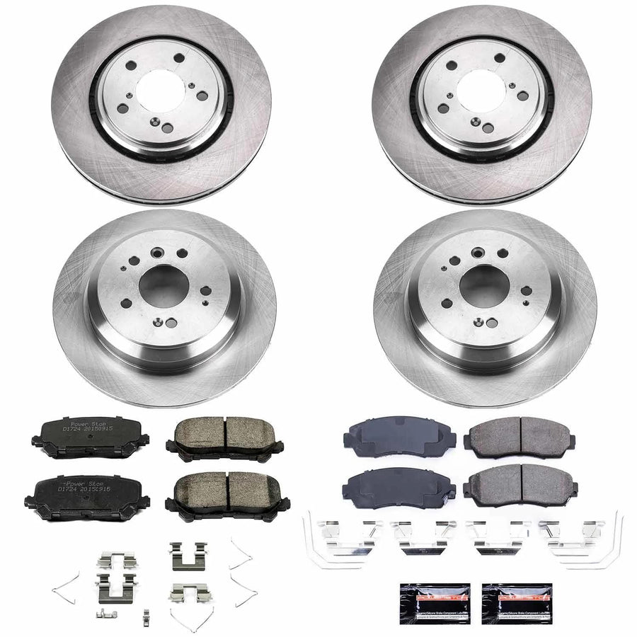 Power Stop KOE8613 Front and Rear Brake Kit-OE Brake Rotors & Ceramic Brake Pads For Honda Passport 2019-2022 [Model Specific]