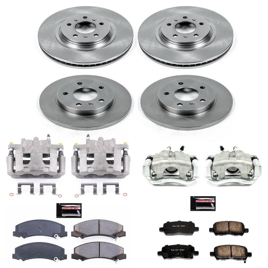 Power Stop KCOE5514 Replacement Autospeciality Front and Rear Caliper Kit- OE Rotors, Ceramic Brake Pads, Calipers