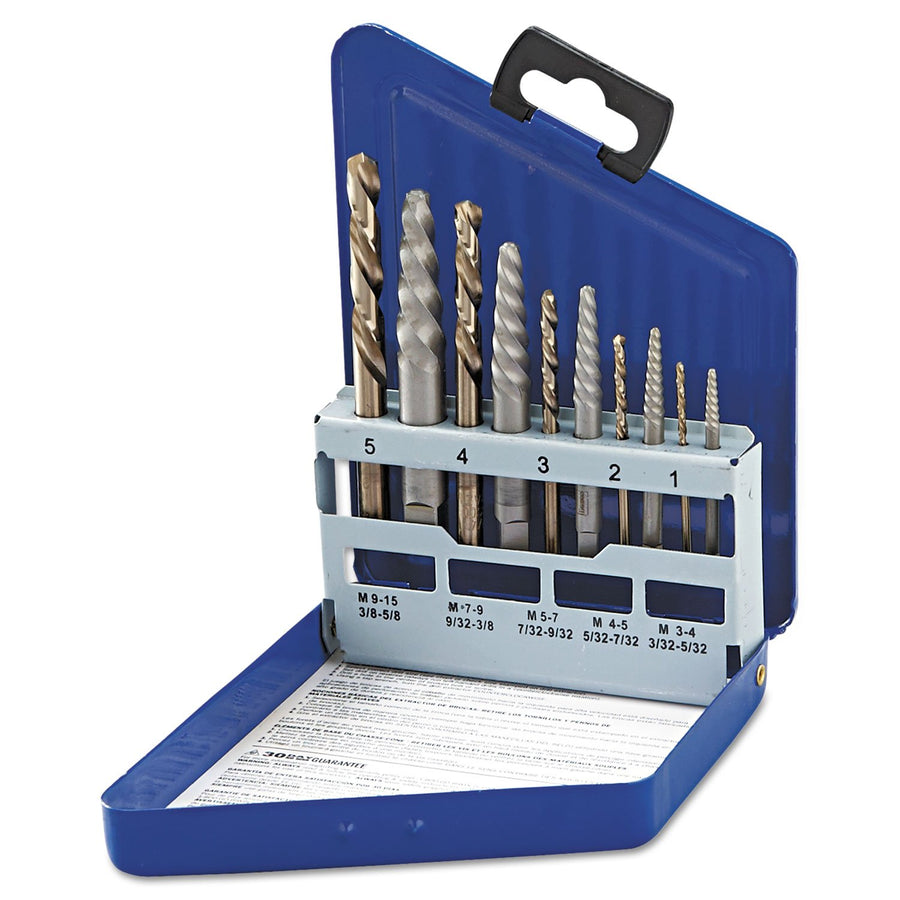 10-Piece Irwin Hanson Drill Bit Set, Cobalt, Spiral-Flute, Metal Surface, 5/64 to 19/64 in, Split Point, Straight Shank