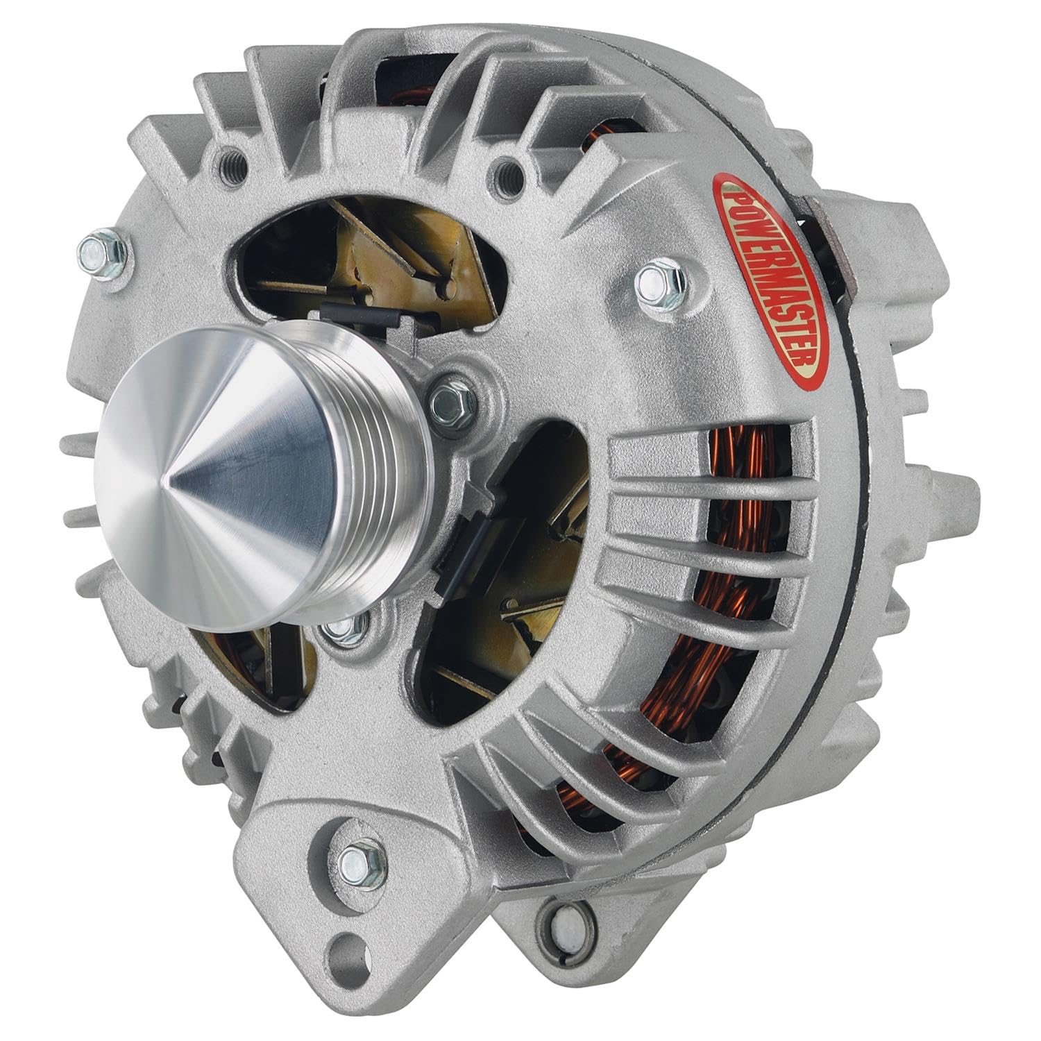 Alt Powermaster Chrysler Natural 100A 6 grv Pulley & Cone Squareback 1-Wire