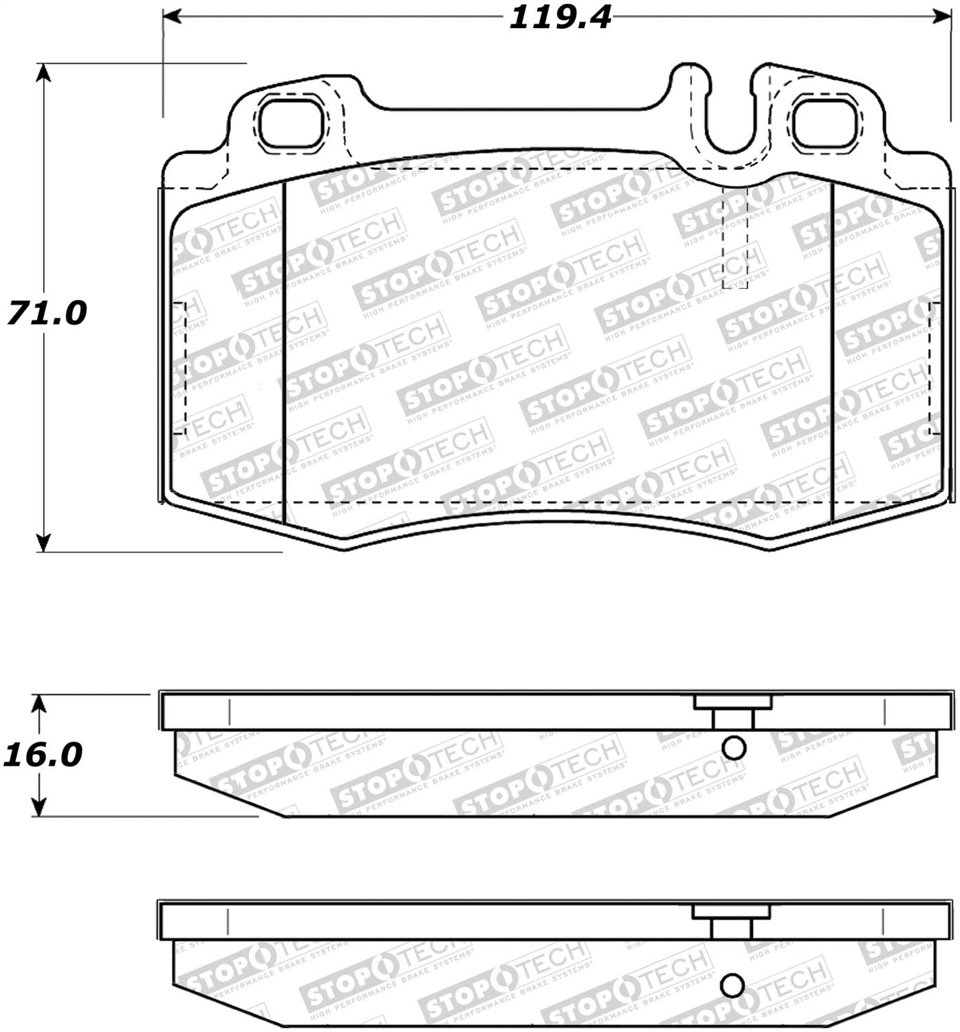 Front StopTech 308.08472 Brake Pads with Shims and Hardware Street