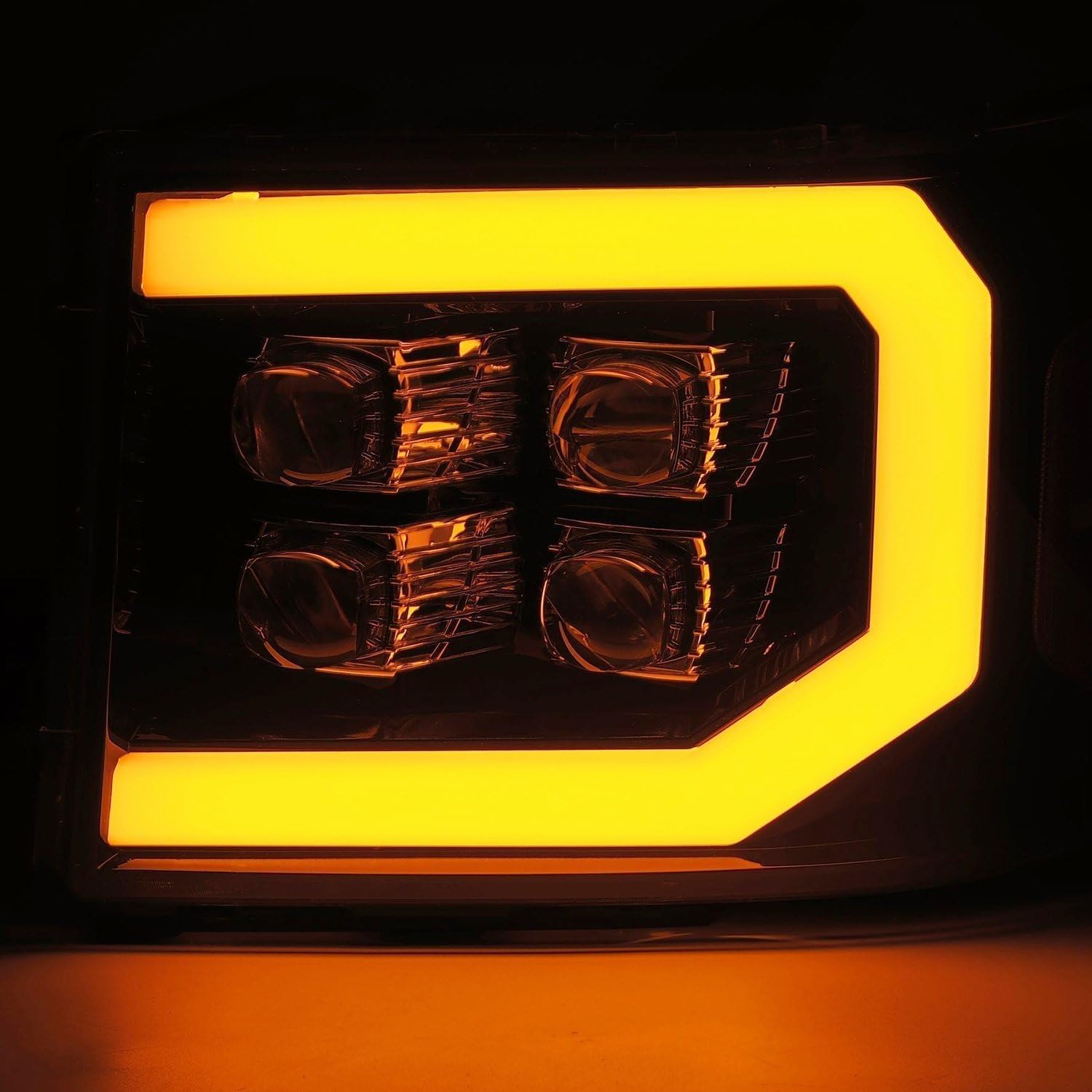 AlphaRex USA NOVA LED Proj Headlight 07-13 GMC 1500HD Plank Style Gloss Blk w/Activ Light/Seq Signal/DRL