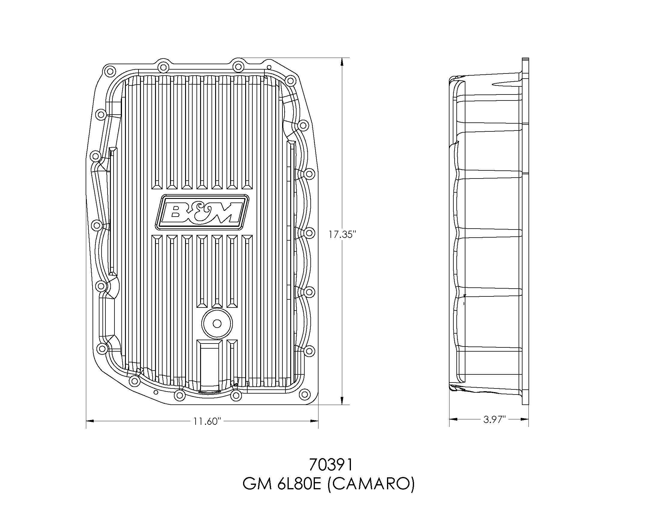 Cast Aluminum B&M 70391 Deep Transmission Pan for Chevrolet Camaro SS Automatic Transmission