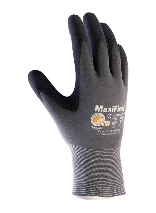 Maxiflex Ultimate ATG 34-874/XXL, Gray Nylon Shell, Black Nitrile Microfoam Grip Gray 2XL