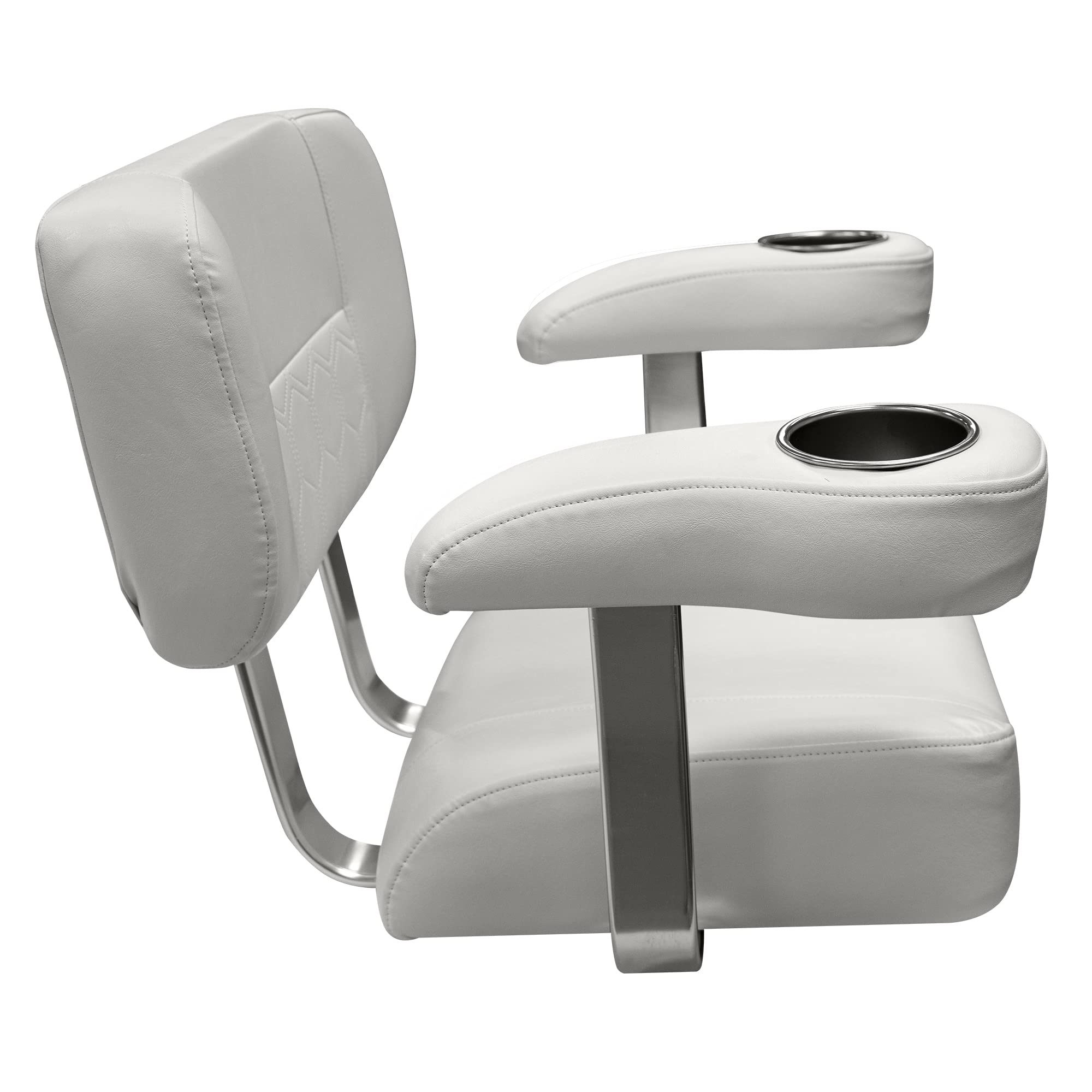 3366-784 Wise Offshore Series Deluxe Helm Chair with Oversized Arm Rests and Stainless Cupholders, Brite White