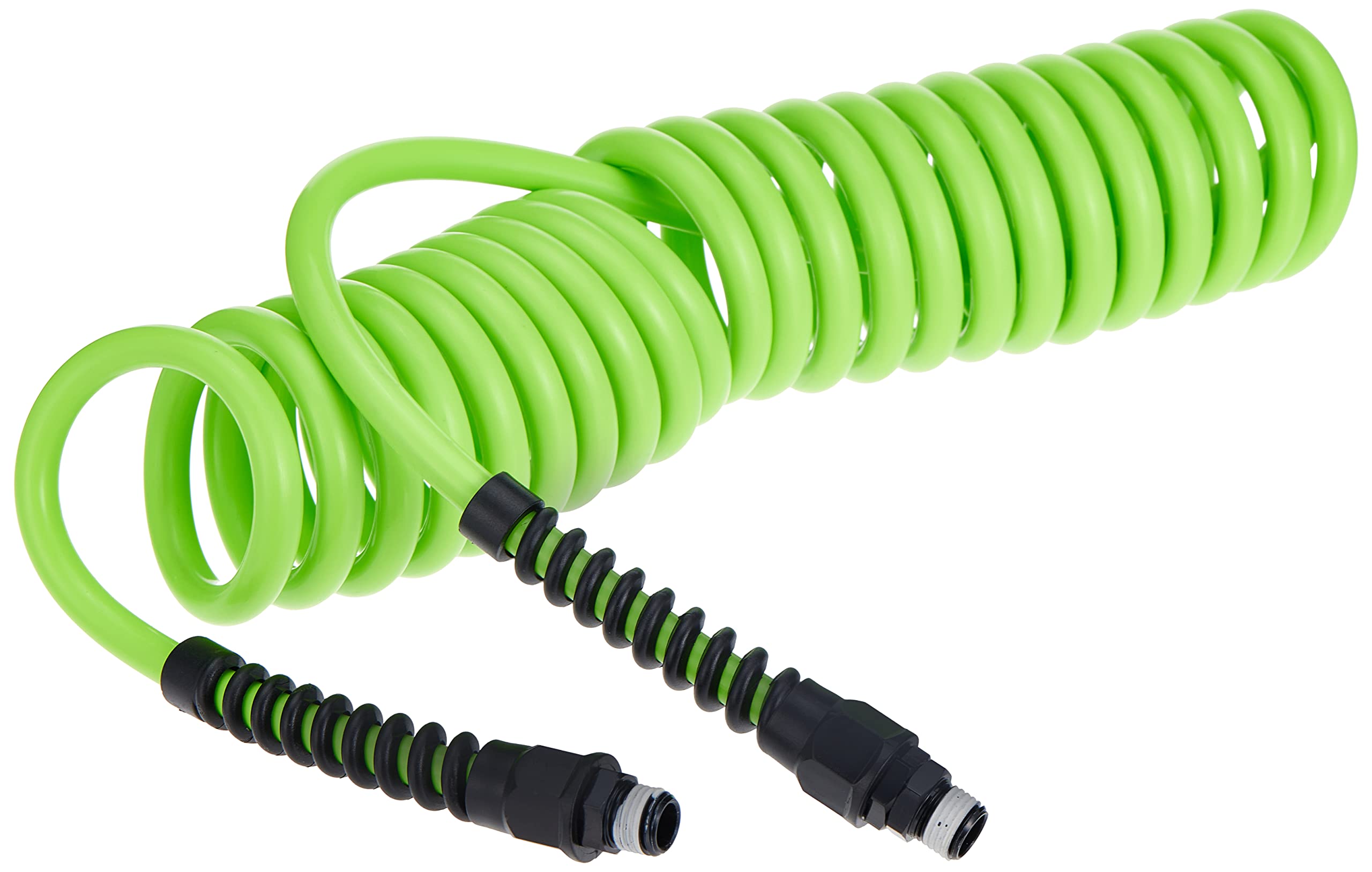 Flexzilla Polyurethane Recoil Air Hose LP1415AFZ | 15 Feet | All Weather Flexibility | Increased Flexibility and Improved Recoil Memory | Pre-Applied Thread Sealer, ZillaGreen