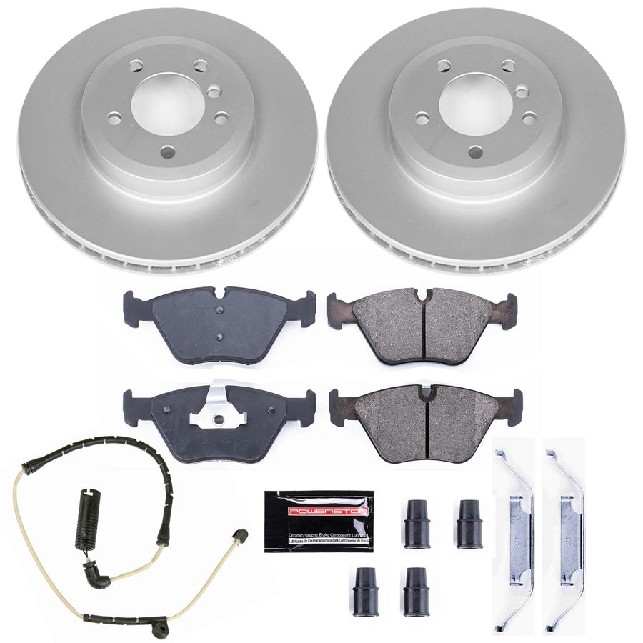 Z23 Evolution Power Stop CRK928 Coated Brake Kit and 1 Front Sensor Wire For BMW Z4 2006-2008 [Model Specific]