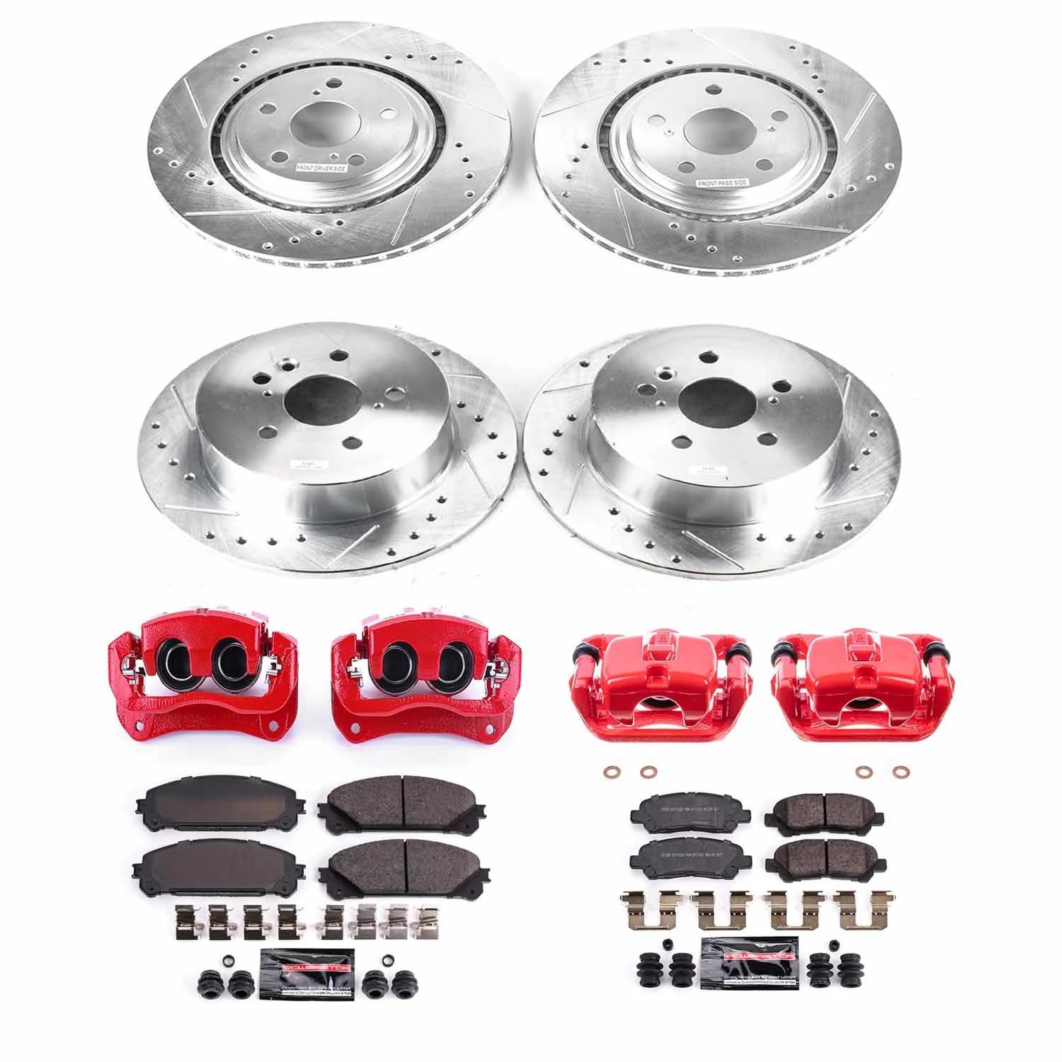 Power Stop Z23 Evolution KC4129 Front and Rear Caliper Kit-Rotors, Carbon-Fiber Ceramic Brake Pads, Calipers For Toyota Highlander 2008-2013 [Model Specific]