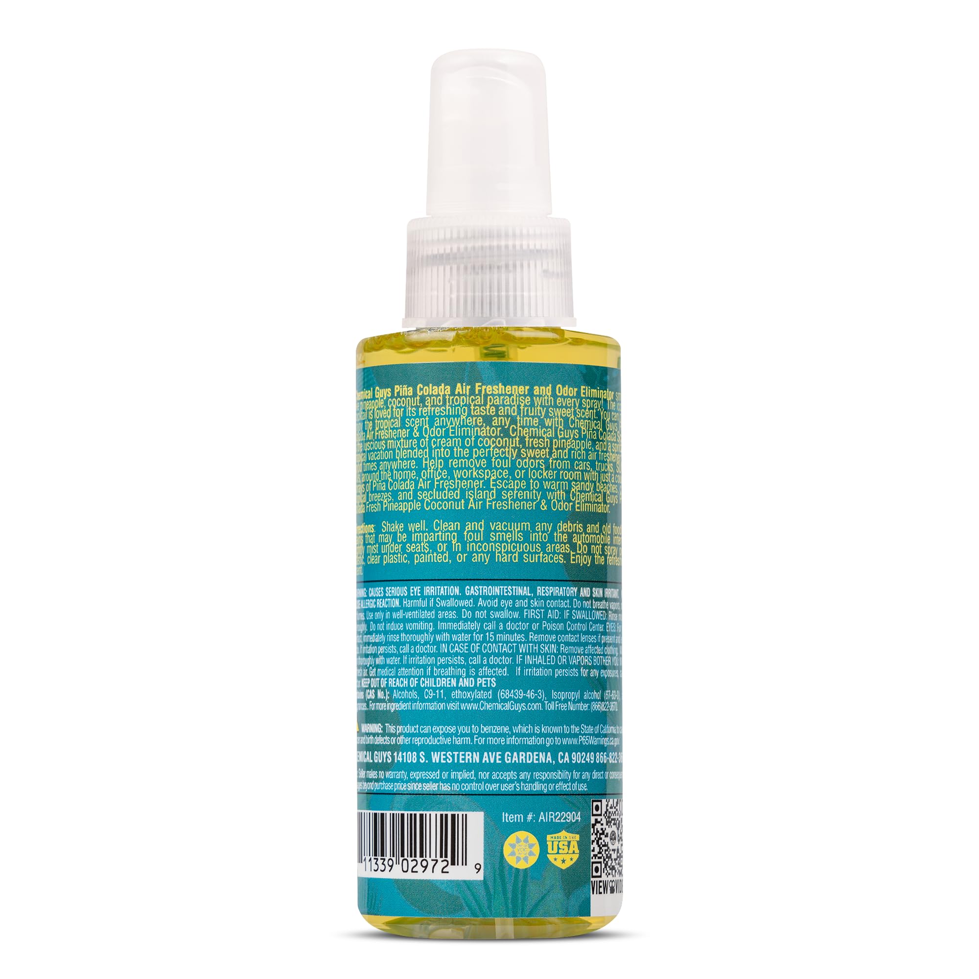 Chemical Guys Premium Air Freshener & Odor Eliminator AIR22904 (4 Oz, Piña Colada Scent)