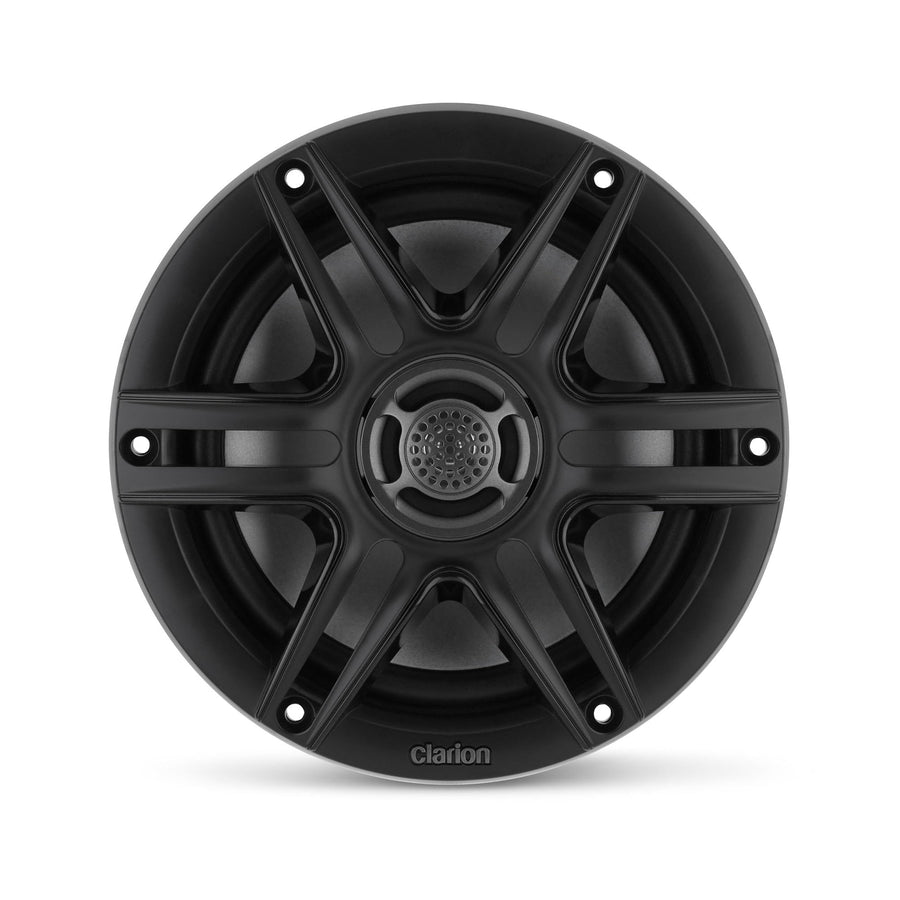 CMS-651-SWB Clarion 6.5-inch Coaxial Marine Speakers 30W RMS Power handling 1/2-inch (13 mm) Polymer Dome Tweeter Includes White & Black Sport Grilles