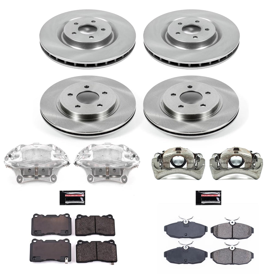 Power Stop KCOE4042 Replacement Autospeciality Front and Rear Caliper Kit- OE Rotors, Ceramic Brake Pads, Calipers For Ford Mustang 2007-2011 [Model Specific]
