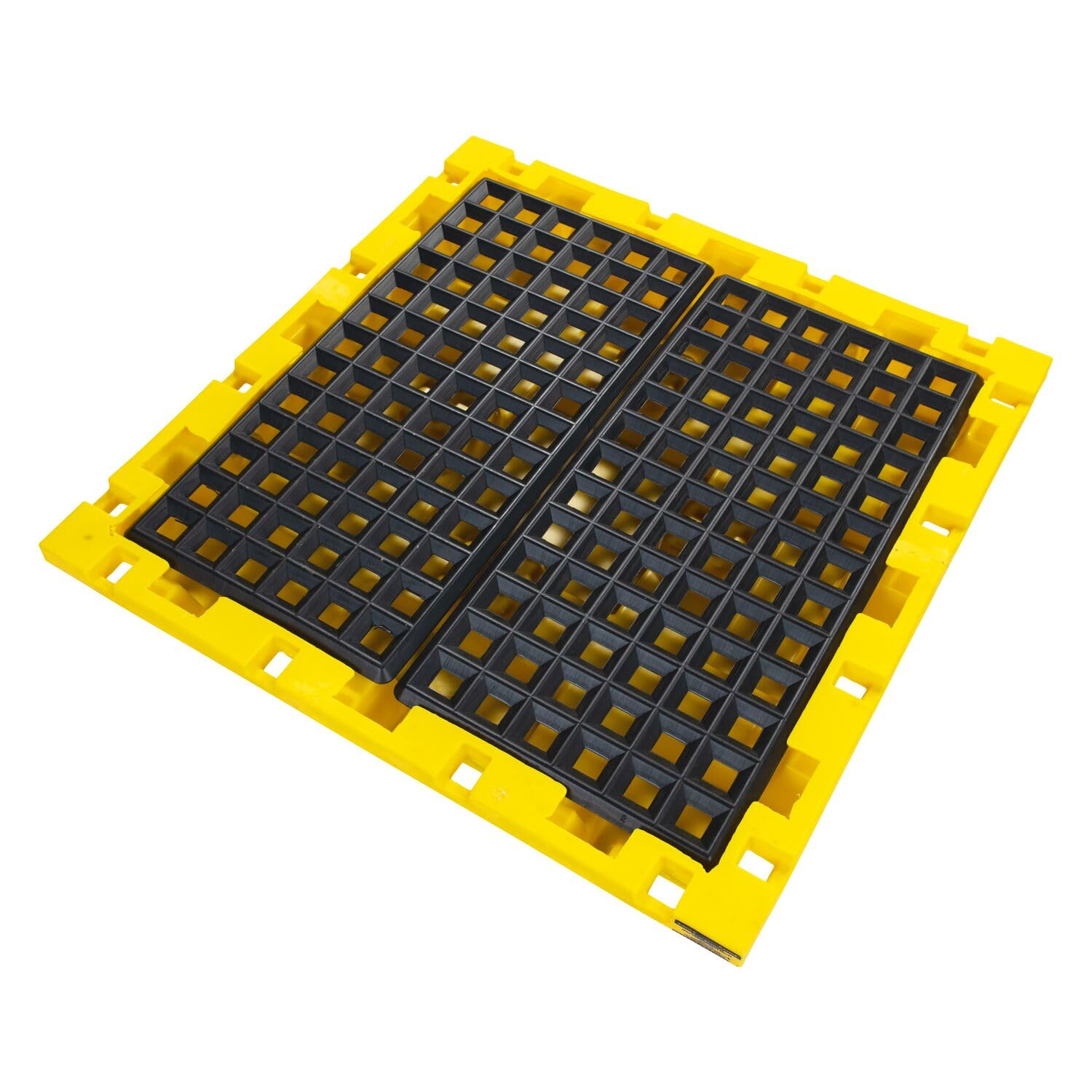 4 Drum Eagle Nestable Spill Containment Pallet with Drain and Forklift Pockets, 51.5"x51.5"x8", 66 Gallon Sump, 6,000 lbs. Load Capacity Secondary Containment Pallet, Made in USA, Yellow, 1646