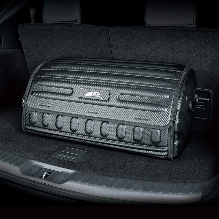 Handy Trunk Organizer 3D MAXpider with Lid (Black) - Large Capacity, Waterproof, Foldable, Compatible with SUV, Sedan, and Tools (Carbon Fiber, 27.5"x12"x12.5")