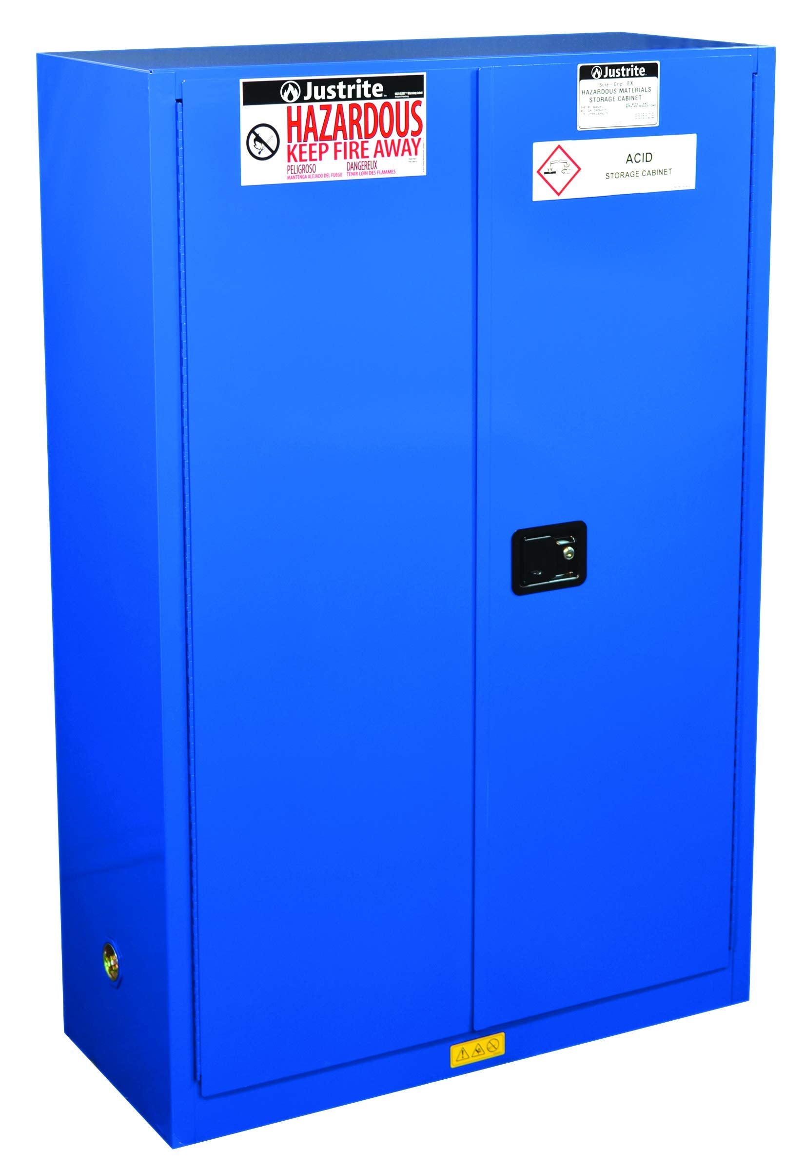 Justrite Steel Hazardous Material Safety Cabinet, 4 Gallon, Steel, Made in The USA, Blue, 864528