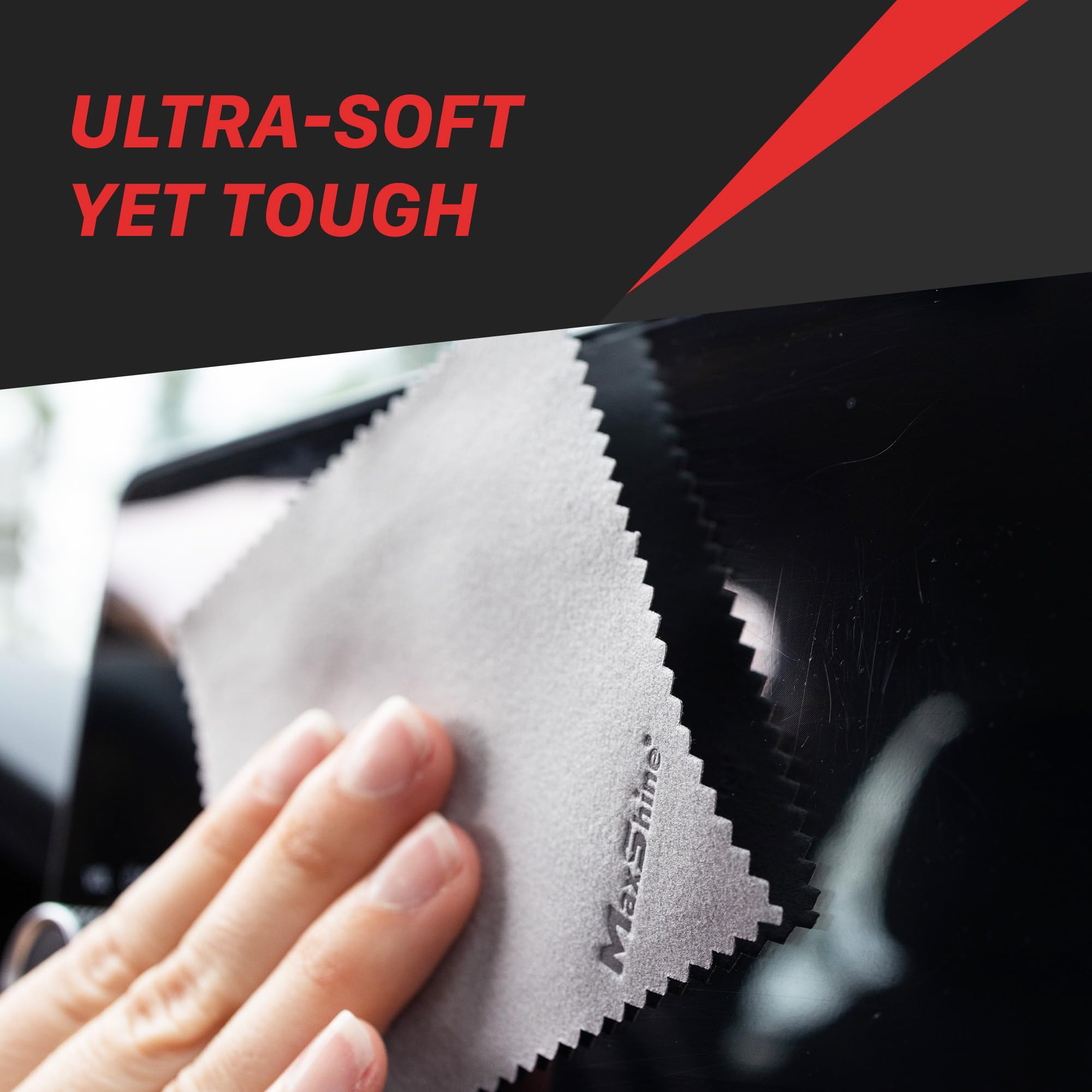 Suede Microfiber Towel Maxshine | 10 Pack, Ultra-Soft, Lint-Free, No Scratch | for Ceramic Coating, Car Waxing, Polishing | Detailing Cloth for Interior & Exterior