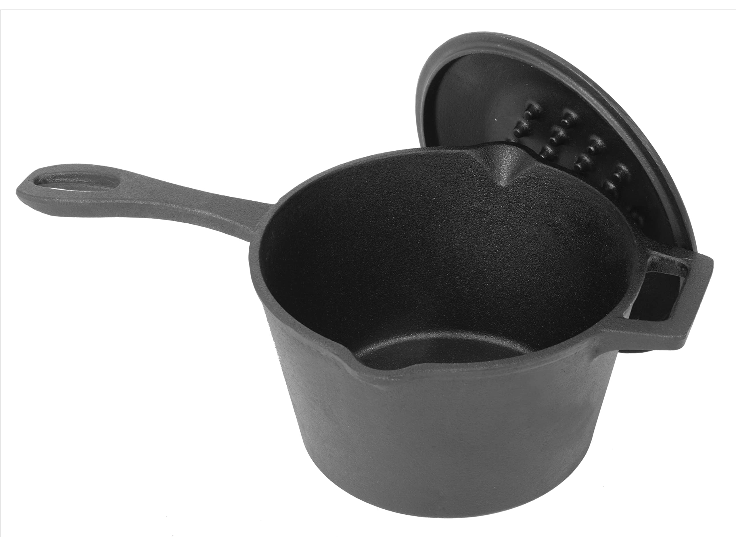 Bayou Classic 2.5-qt Cast Iron Covered Sauce Pot Features Self-Basting Domed Lid Perfect For Reducing Sauces Simmering Soups or Boiling Eggs