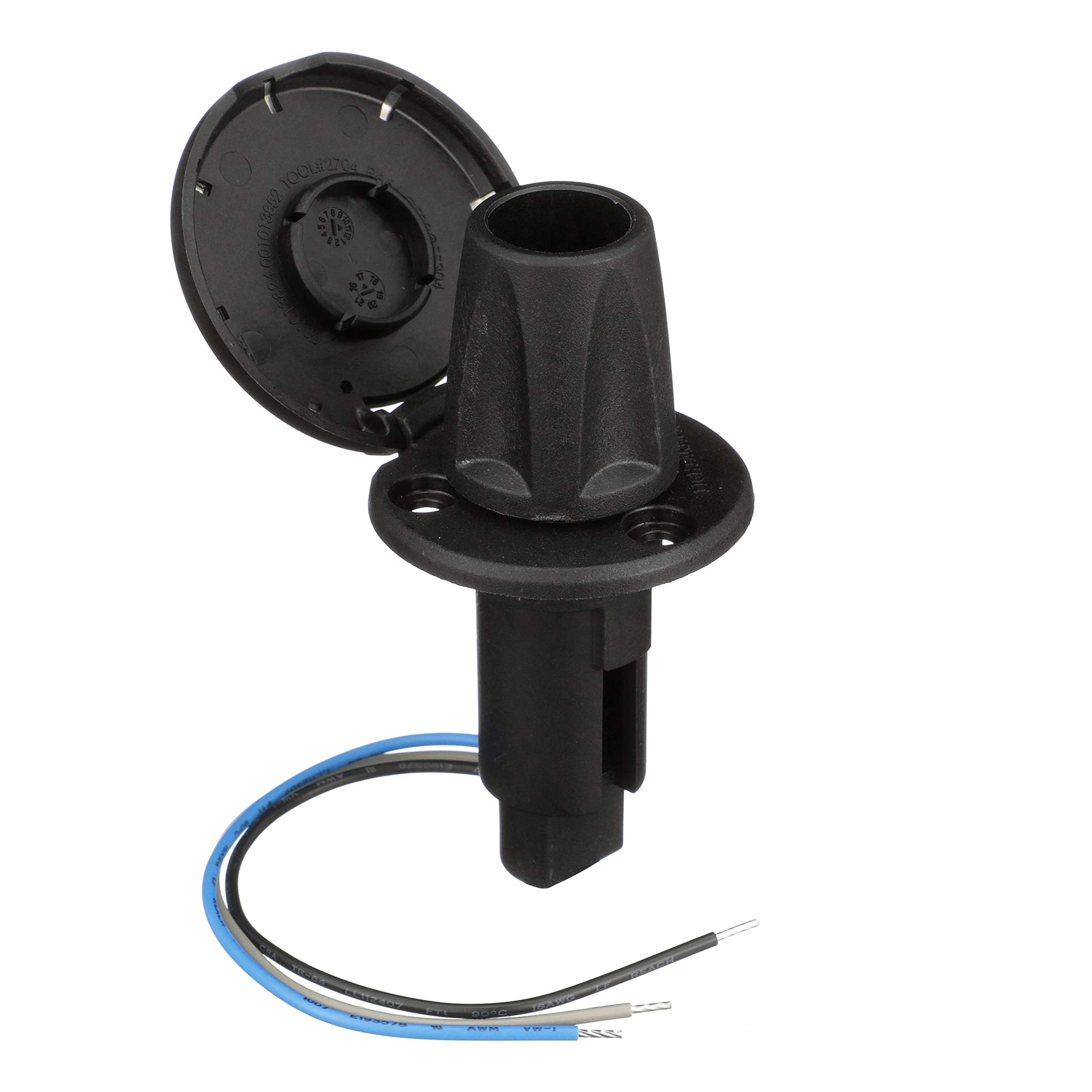 LightArmor™ 910R Series Attwood Round Plug-in Light Base — for All-Around Pole Light, 3-Pin, Black Stainless Cover