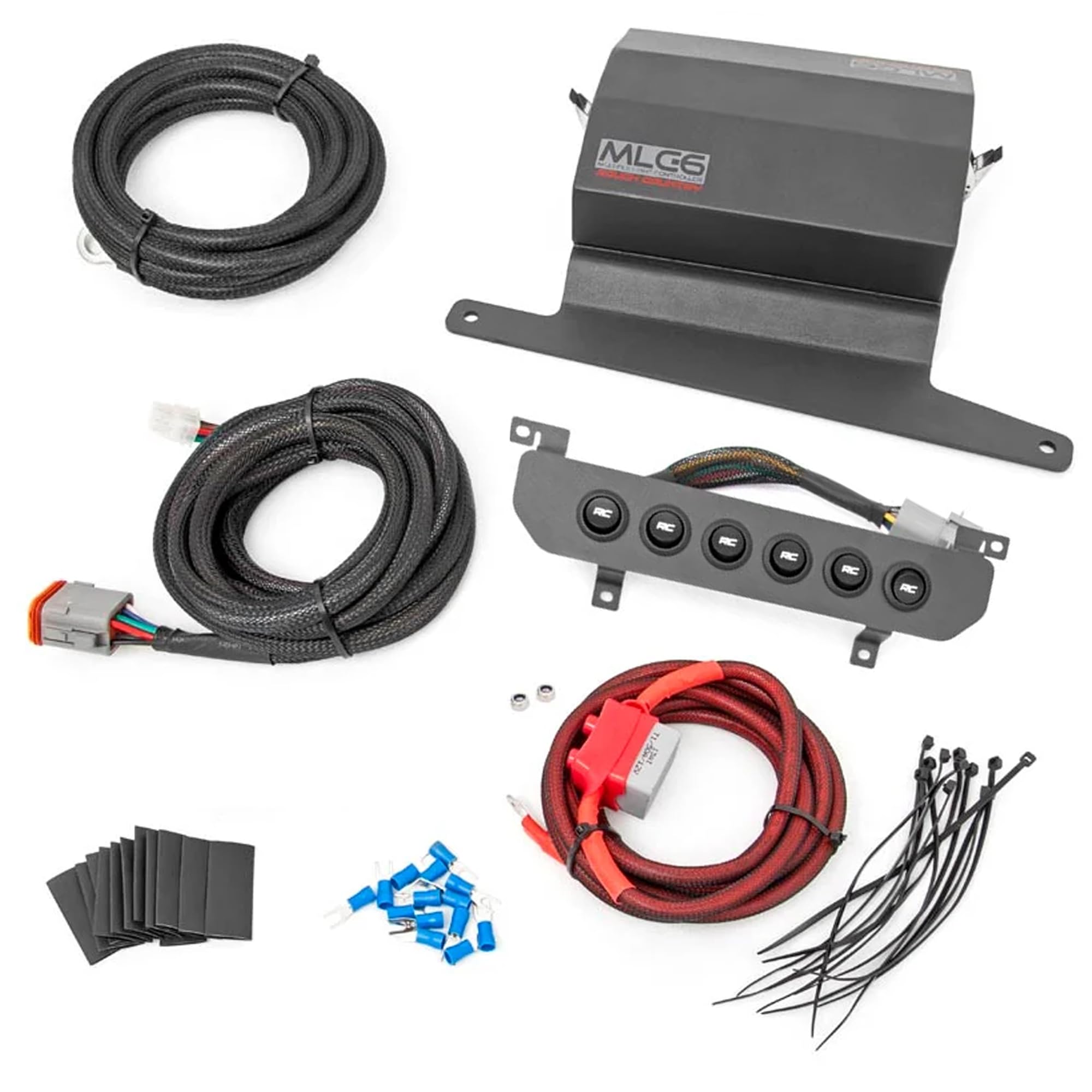 6 Gang Rough Country Lower Dash Switch Panel & Relay System - MLC-6 Light & Accessory Controller for Jeep Wrangler JL/Gladiator JT (2018-2026)