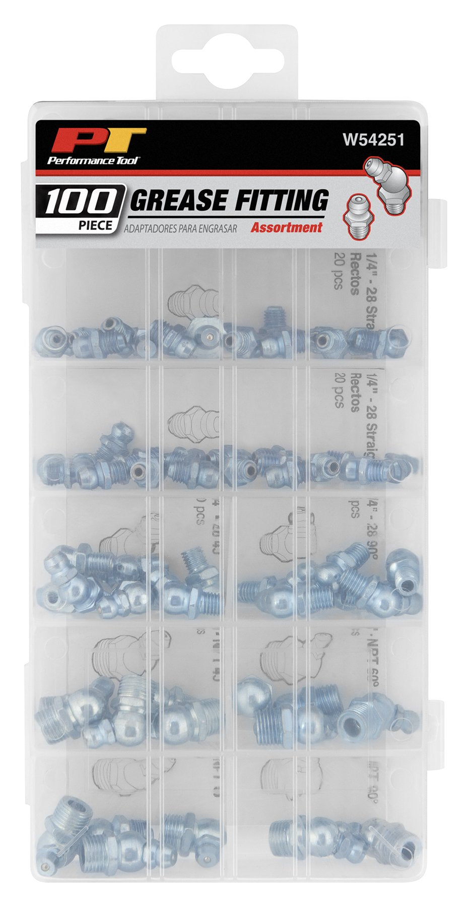 100-Piece Performance Tool Grease Fitting Assortment Standard